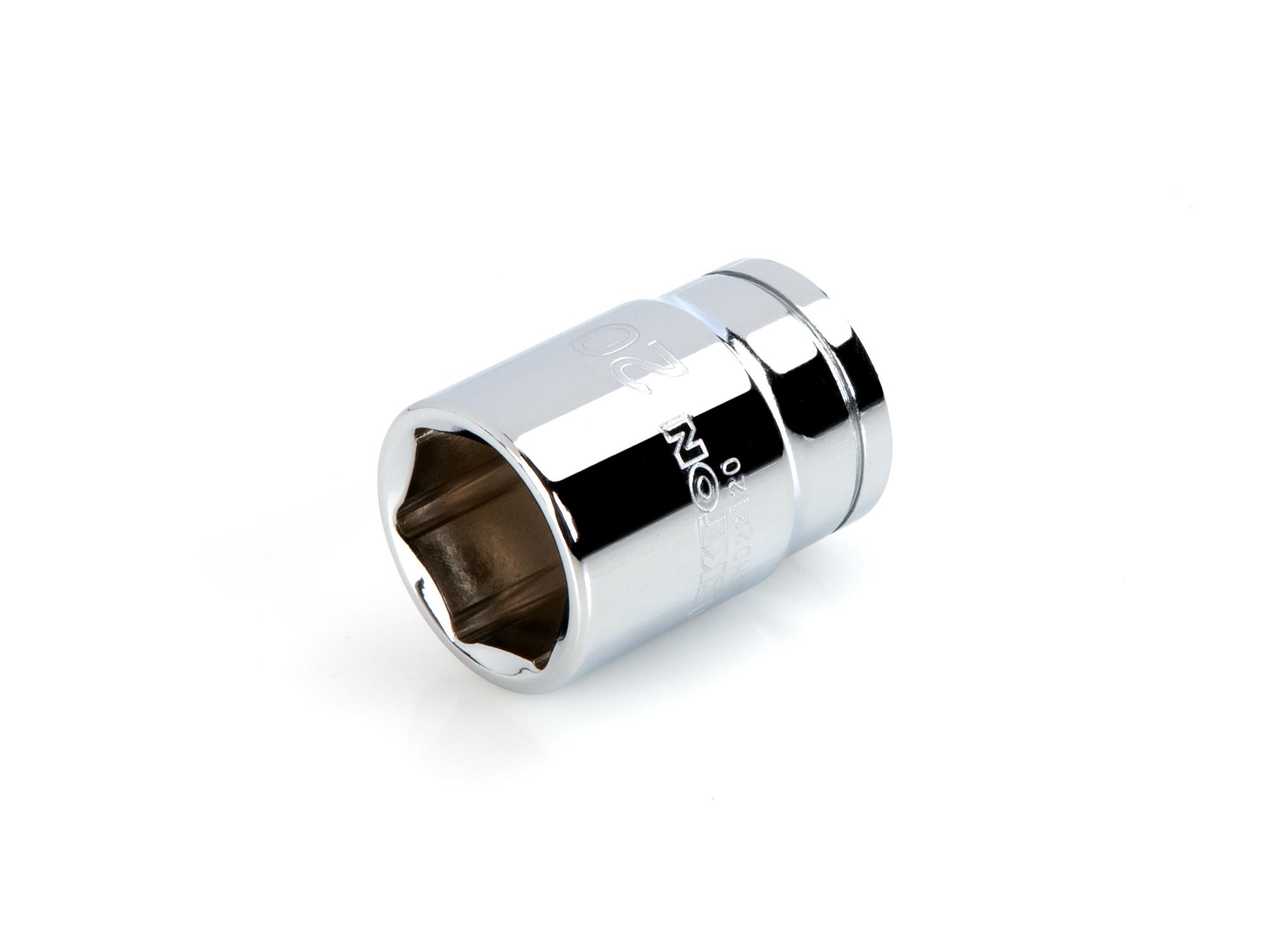 Front-right angle view of Tekton hand drive 6-point socket. Item #SHD22120