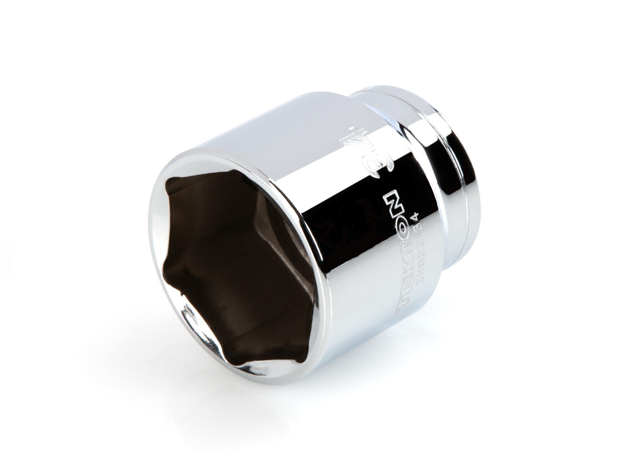 Front-right angle view of Tekton hand drive 6-point socket. Item #SHD22134