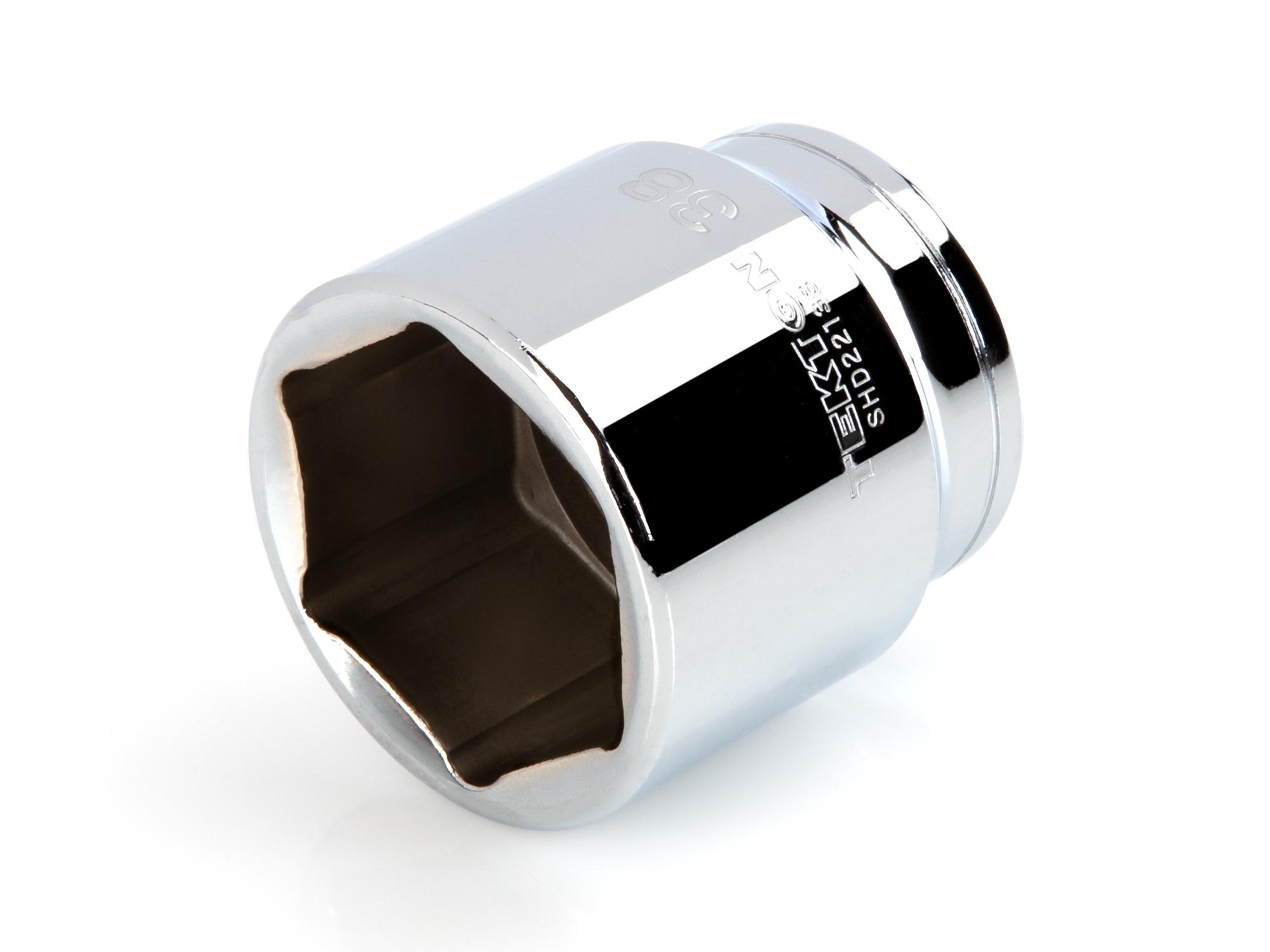 Front-right angle view of Tekton hand drive 6-point socket. Item #SHD22138