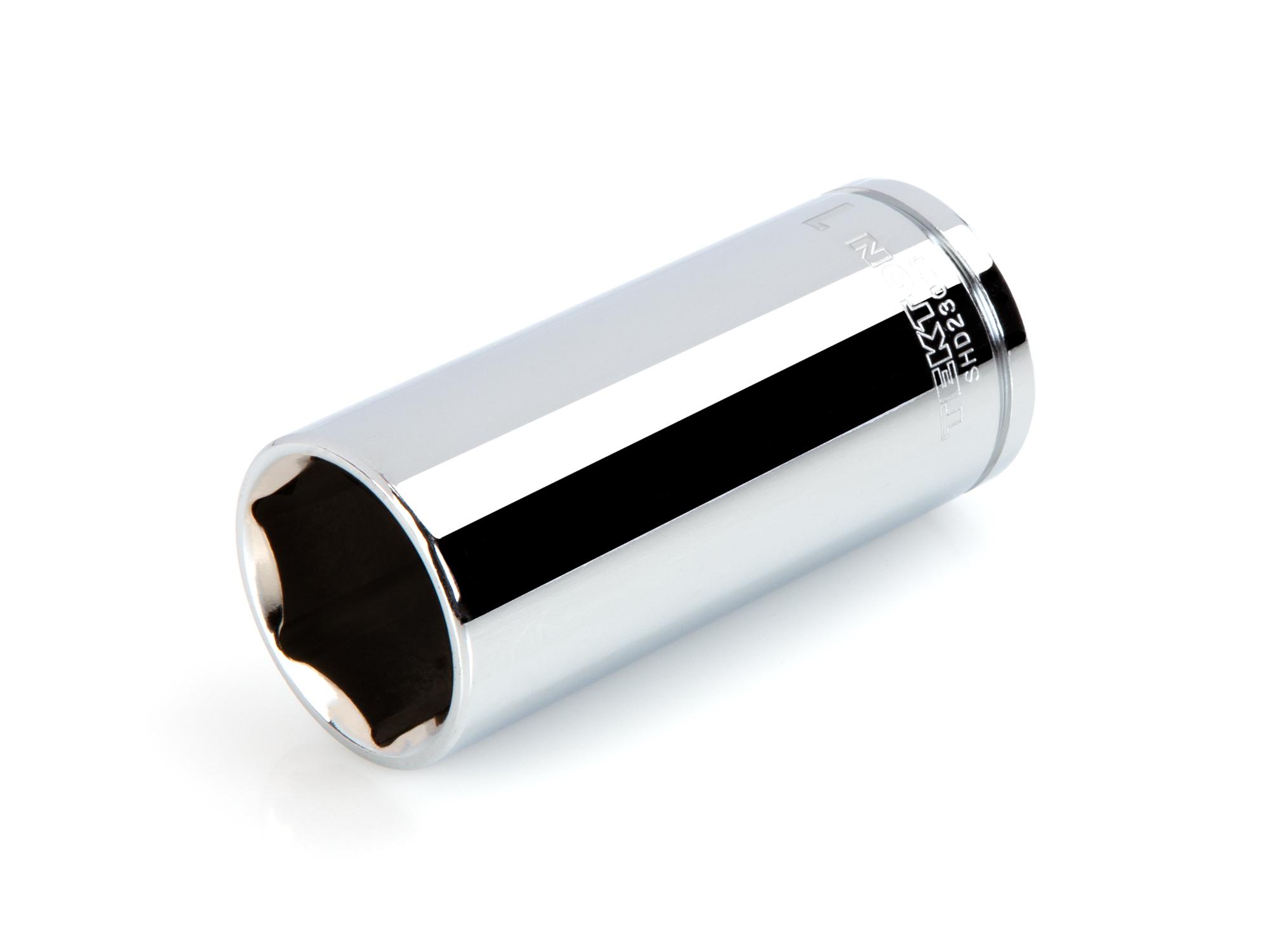 Front-right angle view of Tekton hand drive 6-point socket. Item #SHD23025