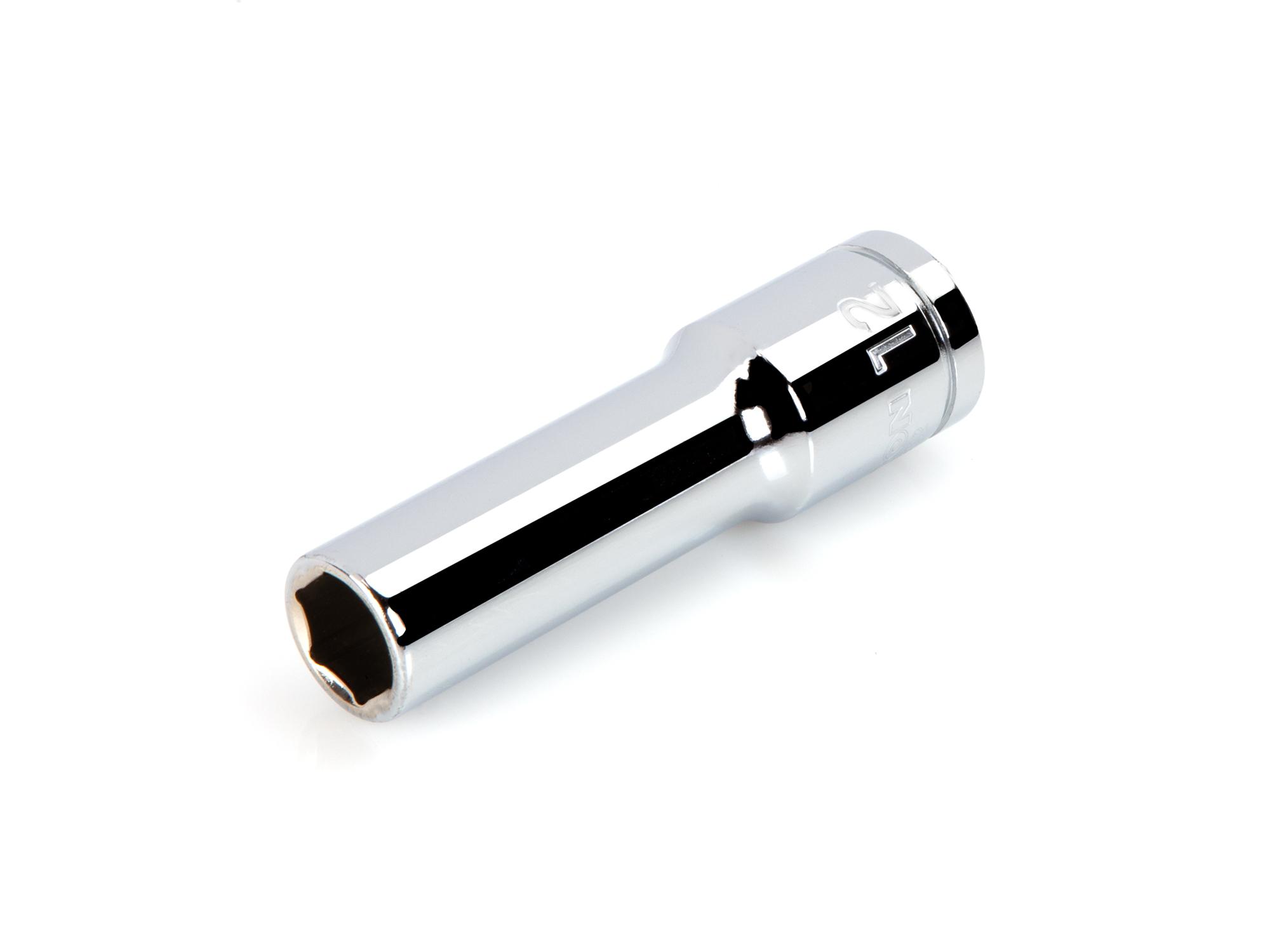 Front-right angle view of Tekton hand drive 6-point socket. Item #SHD23112