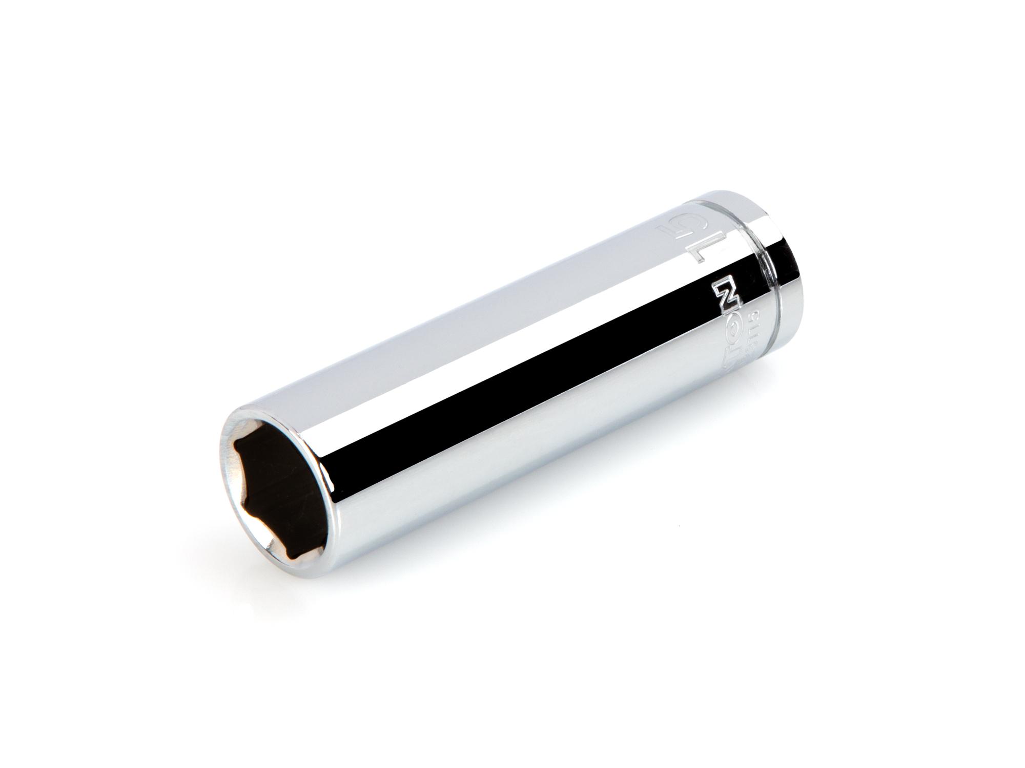 Front-right angle view of Tekton hand drive 6-point socket. Item #SHD23115