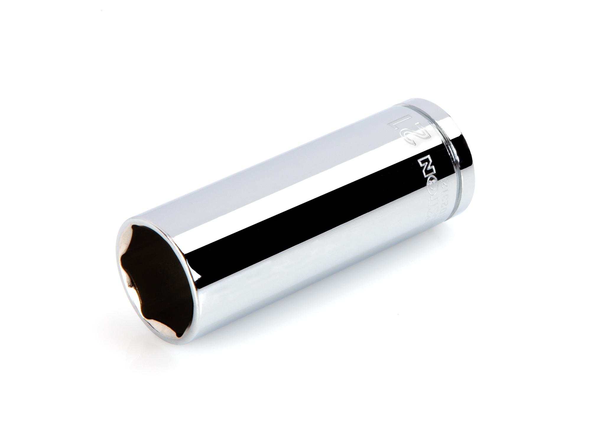 Front-right angle view of Tekton hand drive 6-point socket. Item #SHD23121