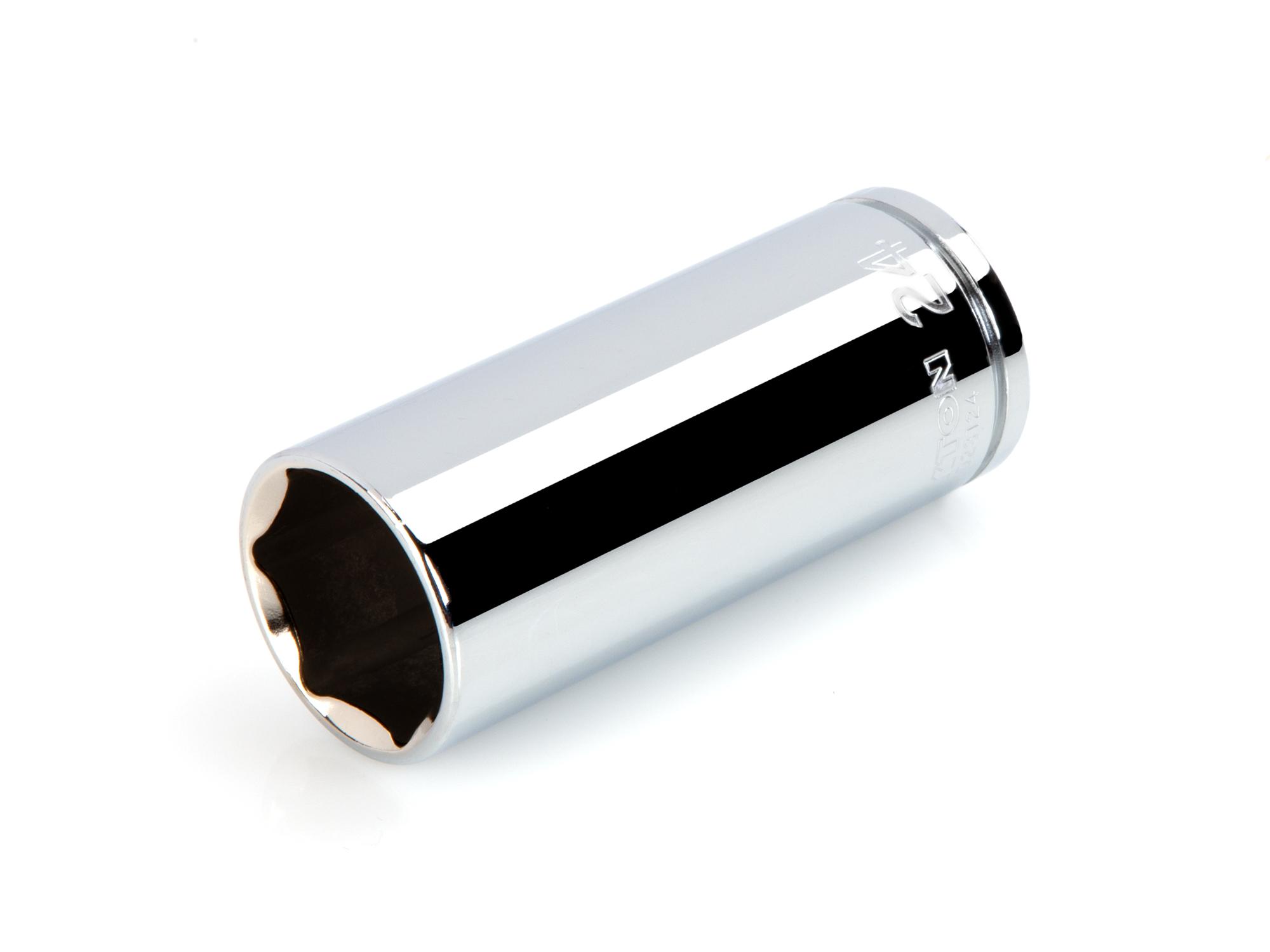 Front-right angle view of Tekton hand drive 6-point socket. Item #SHD23124