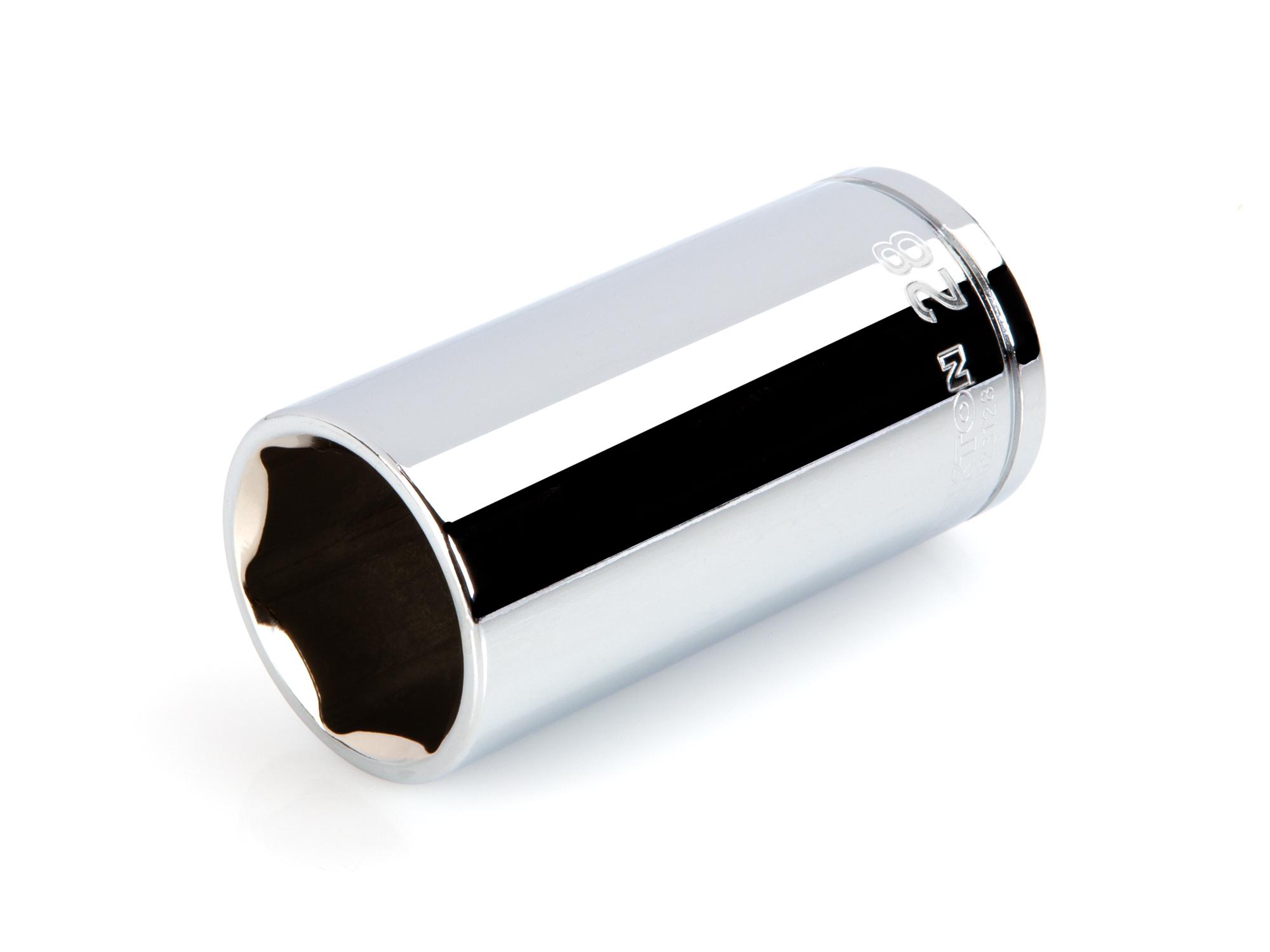 Front-right angle view of Tekton hand drive 6-point socket. Item #SHD23128