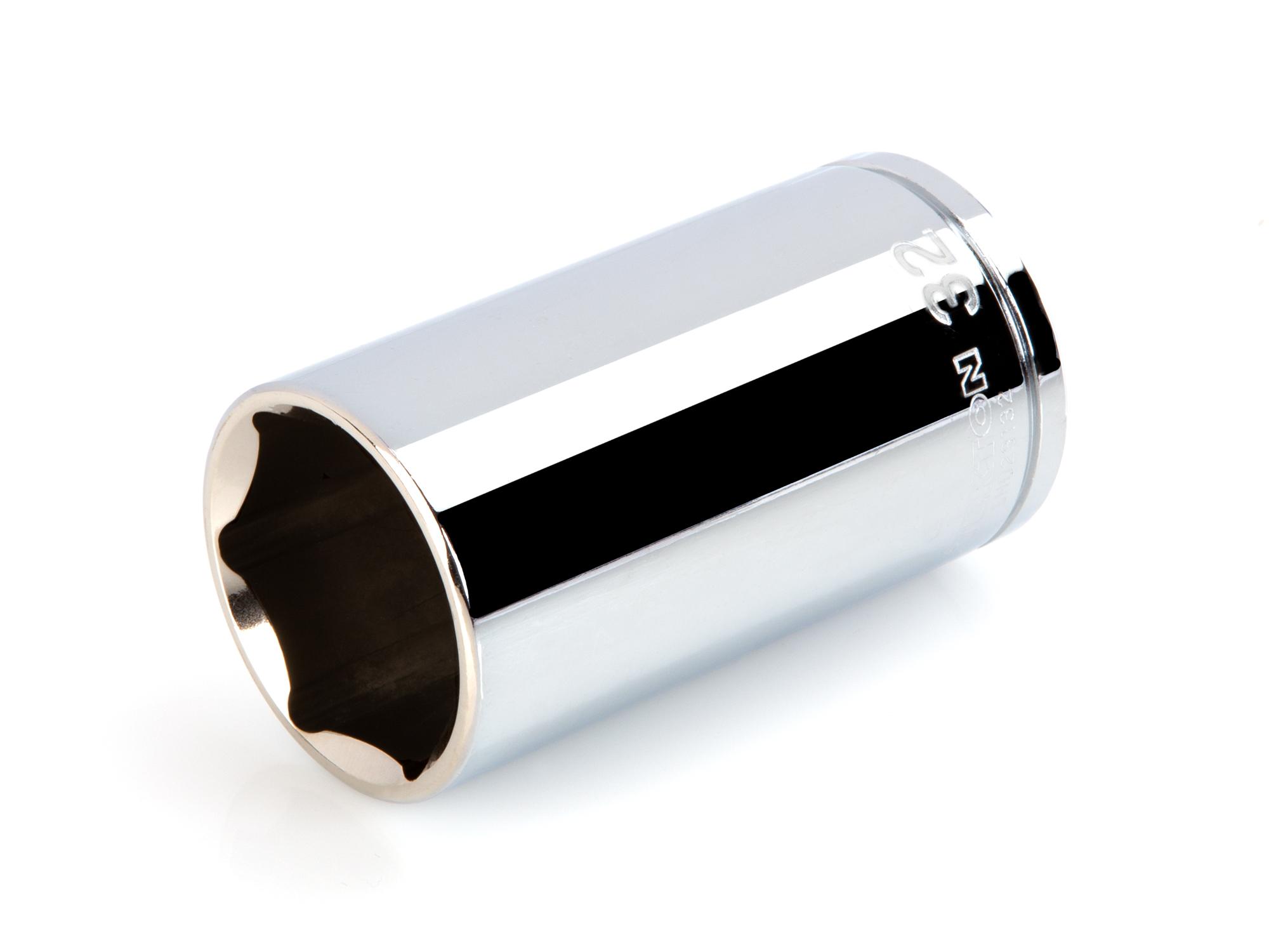 Front-right angle view of Tekton hand drive 6-point socket. Item #SHD23132