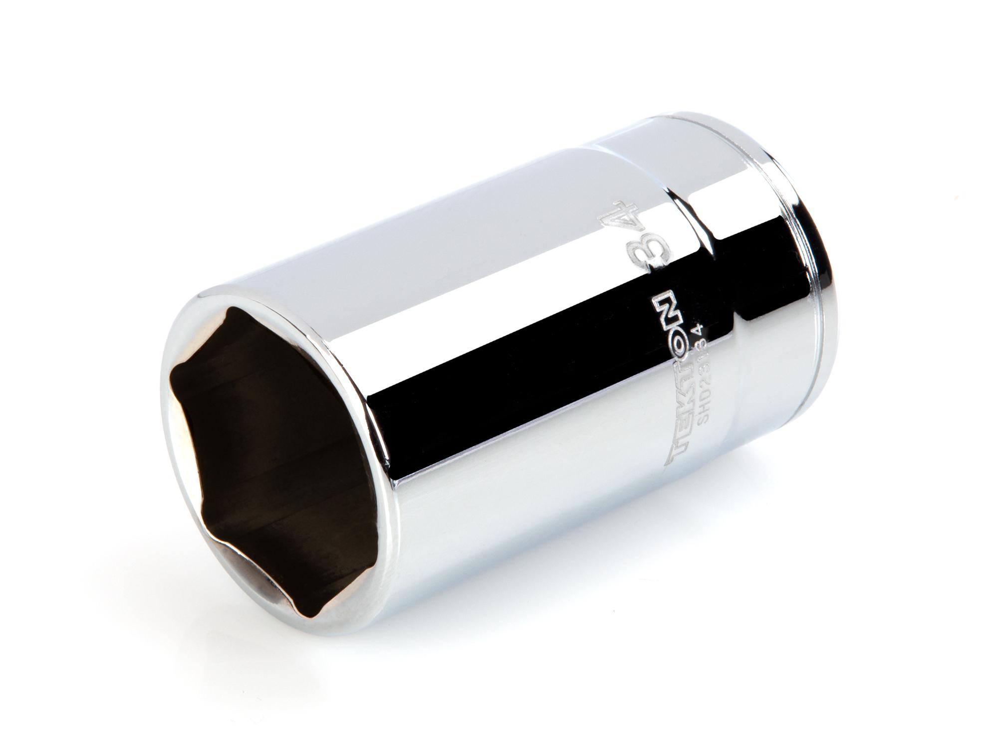 Front-right angle view of Tekton hand drive 6-point socket. Item #SHD23134