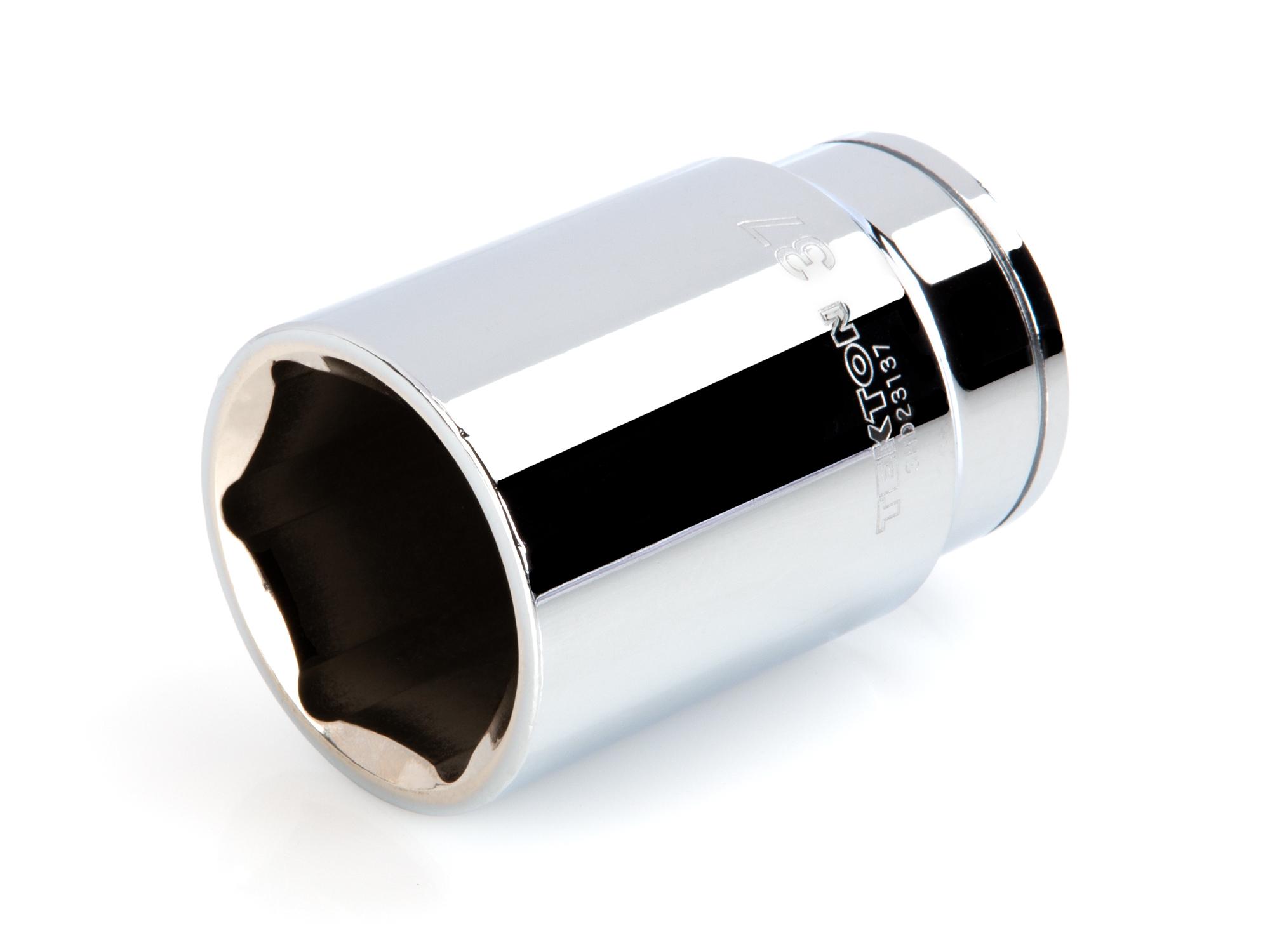 Front-right angle view of Tekton hand drive 6-point socket. Item #SHD23137