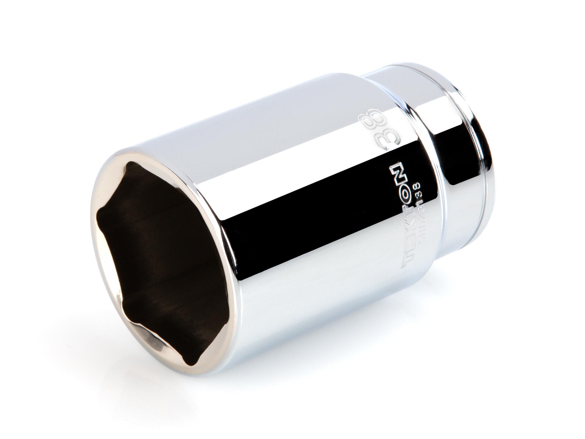 Front-right angle view of Tekton hand drive 6-point socket. Item #SHD23138