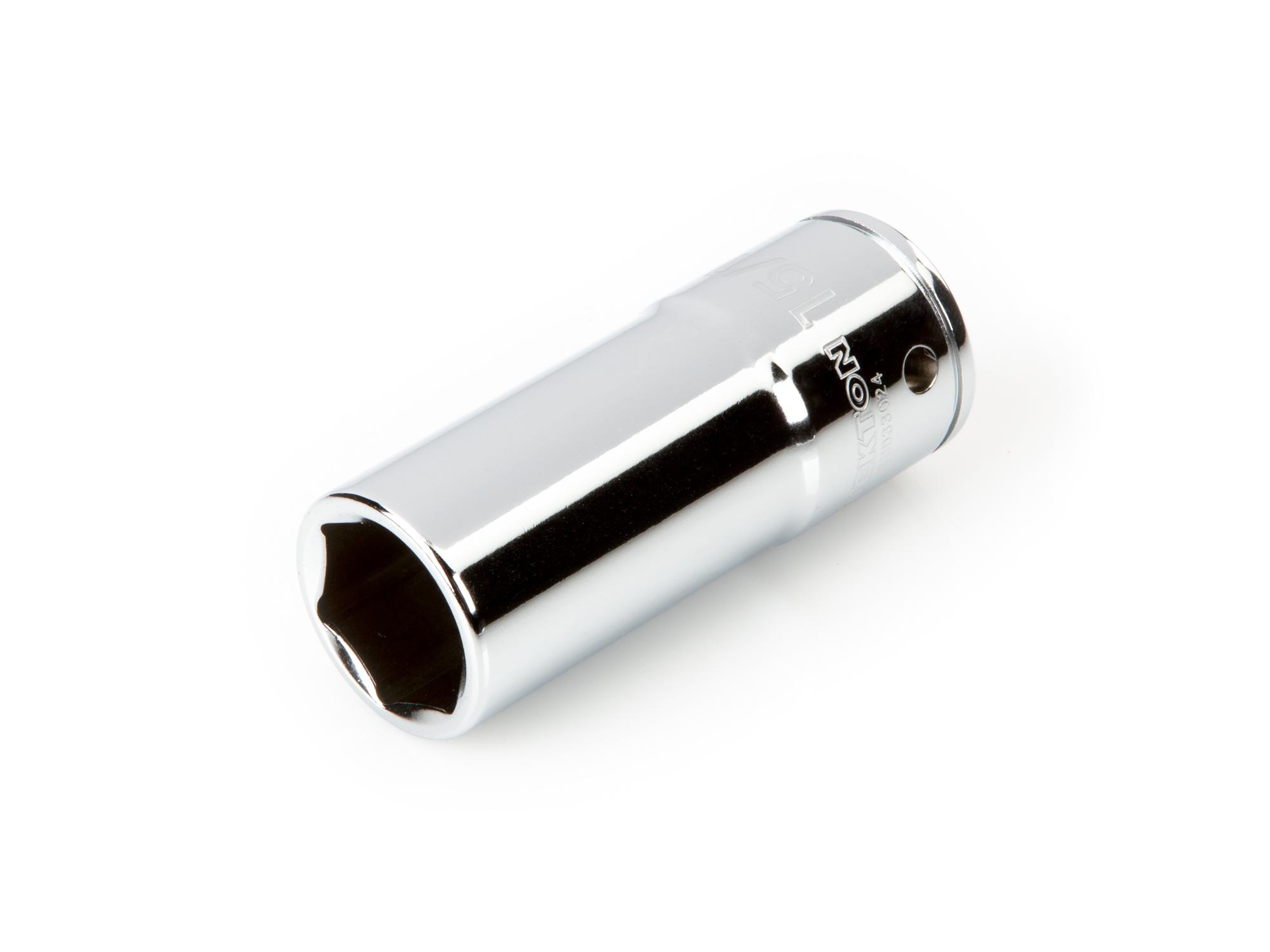Front-right angle view of Tekton hand drive 6-point socket. Item #SHD33024