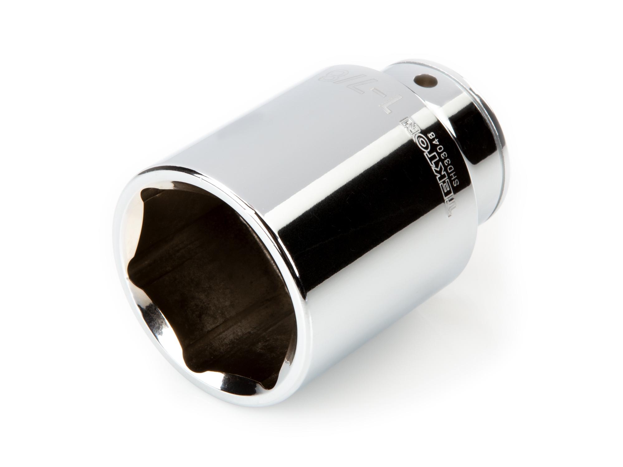 Front-right angle view of Tekton hand drive 6-point socket. Item #SHD33048