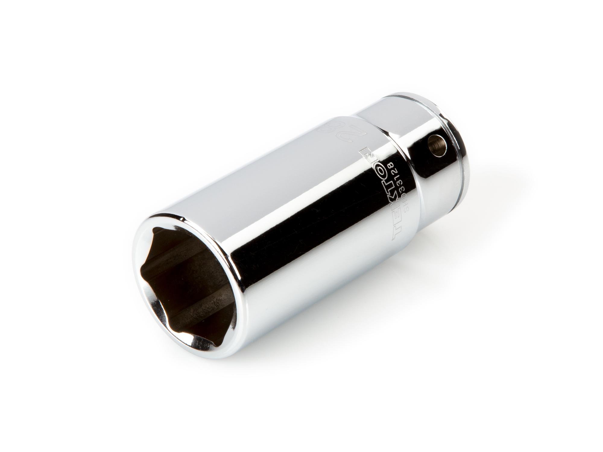 Front-right angle view of Tekton hand drive 6-point socket. Item #SHD33128