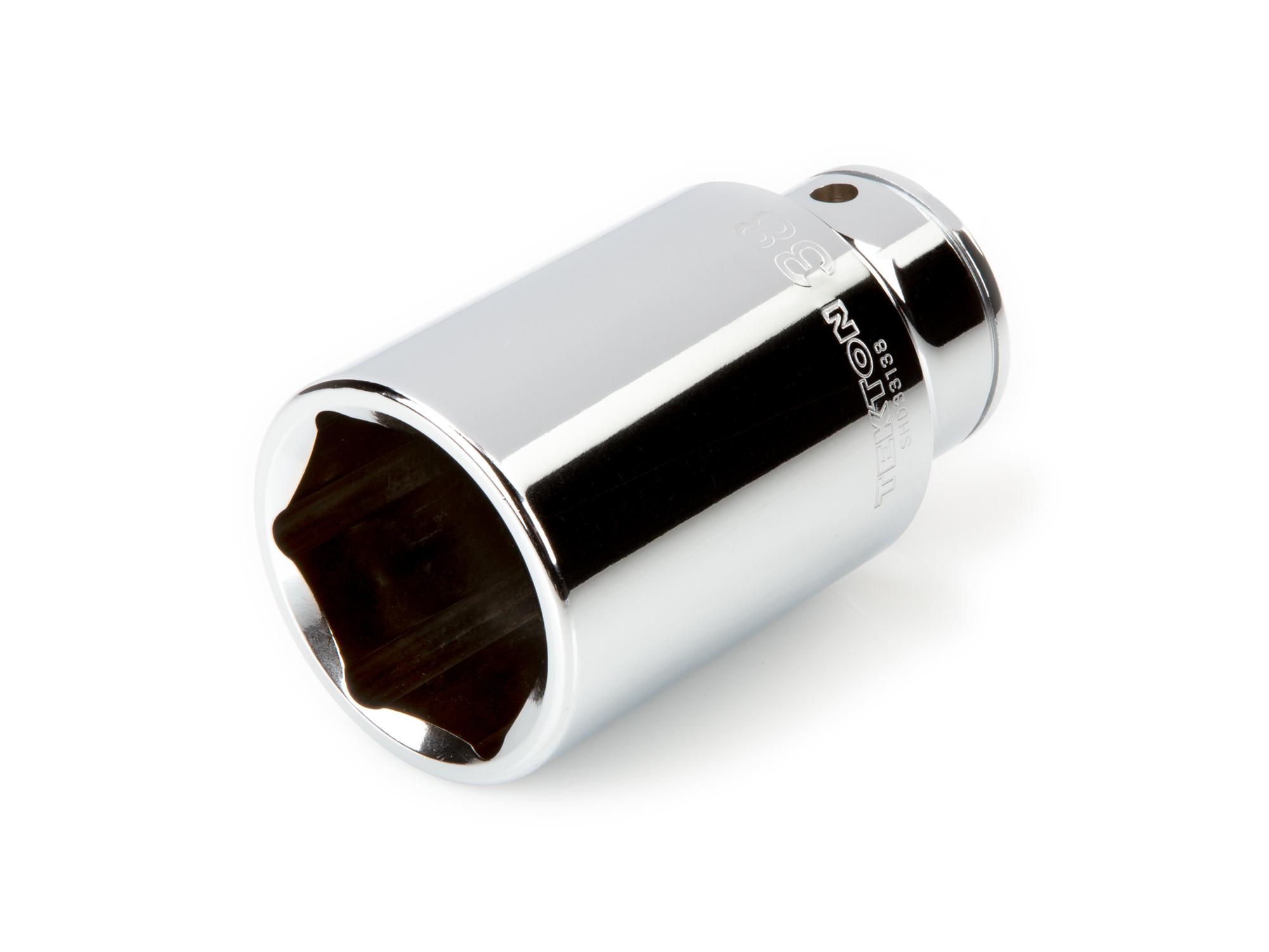 Front-right angle view of Tekton hand drive 6-point socket. Item #SHD33138