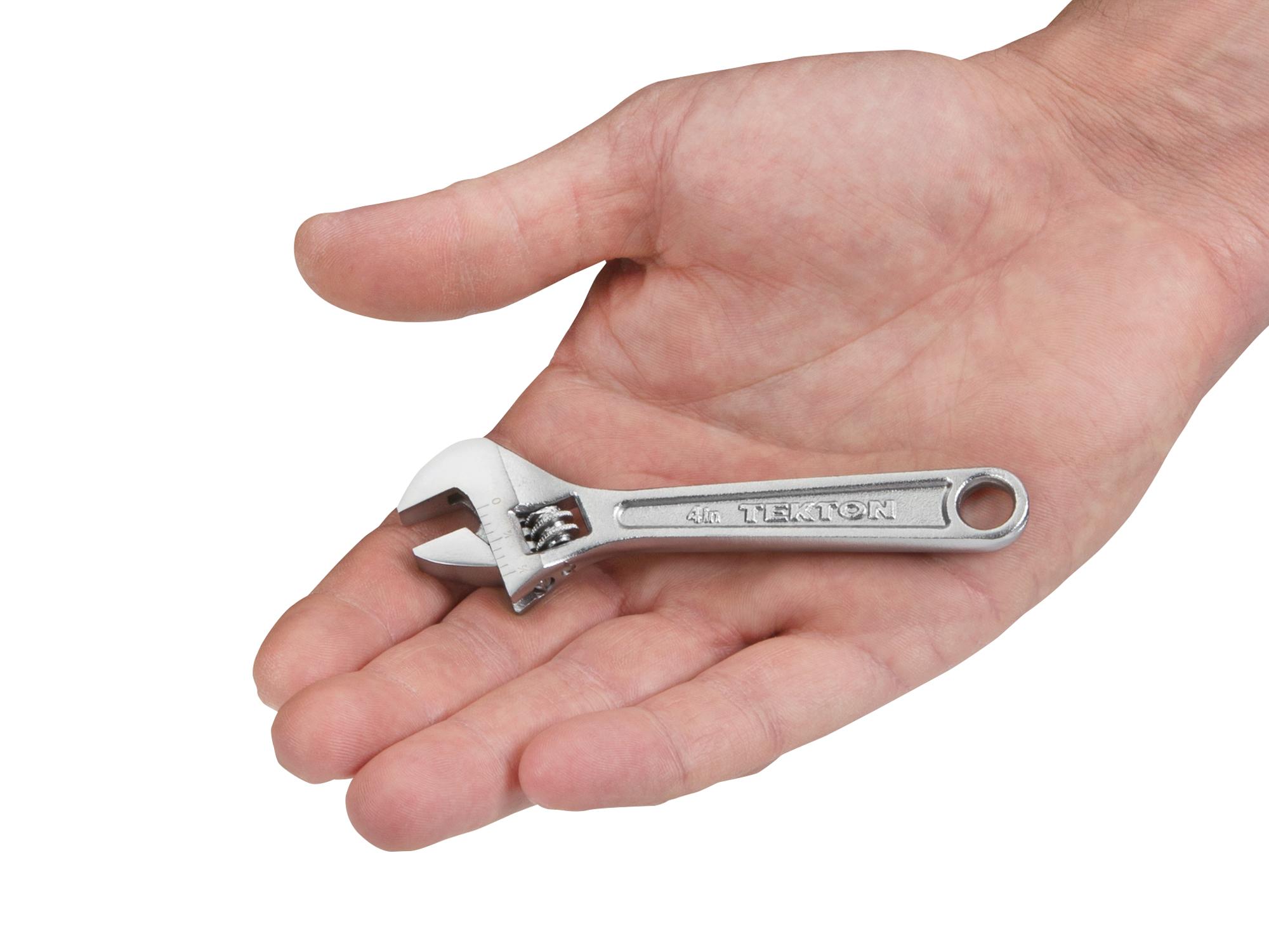 Person holding Tekton adjustable wrench. Item #23001