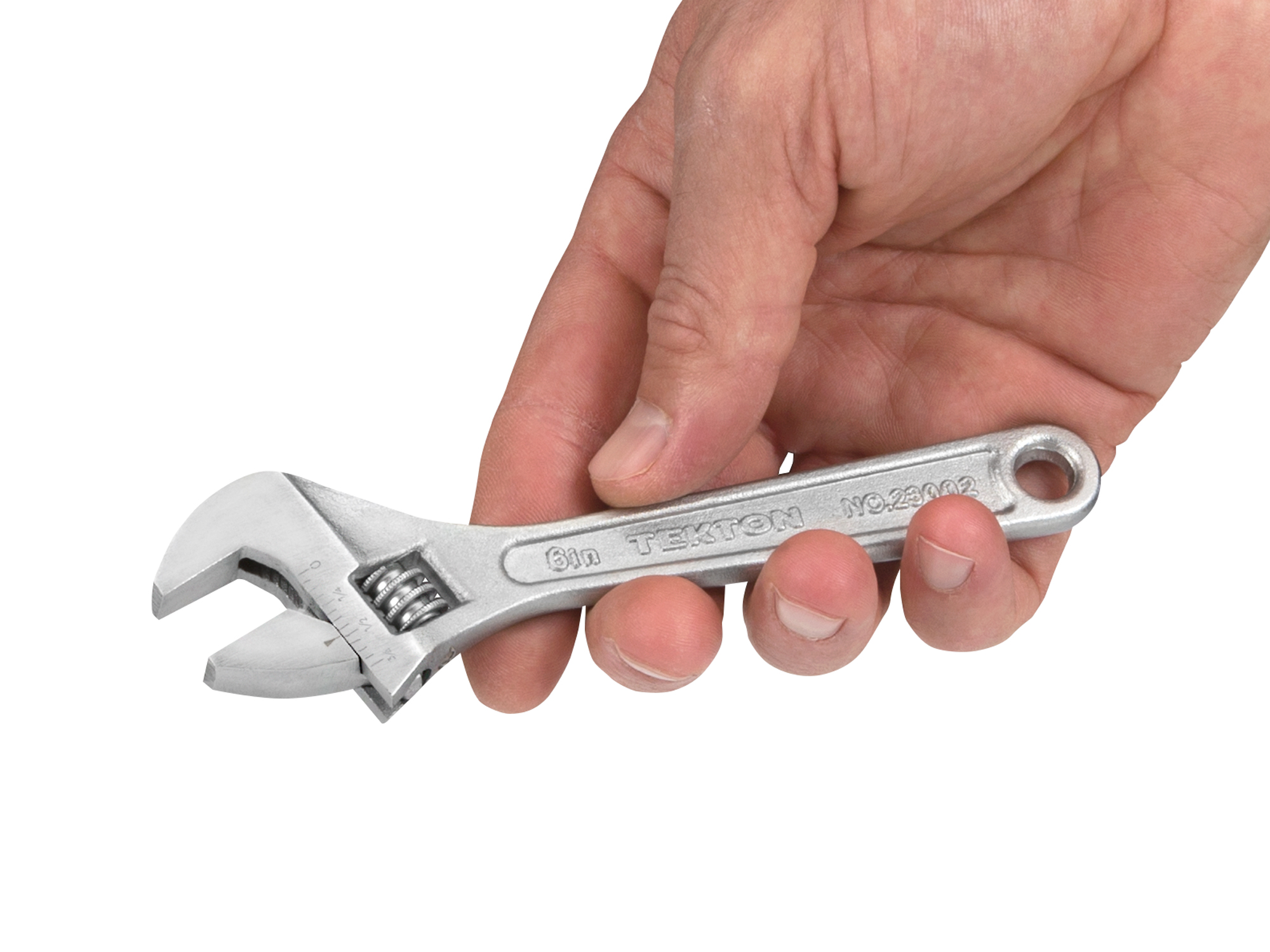 Person holding  Tekton  adjustable wrench