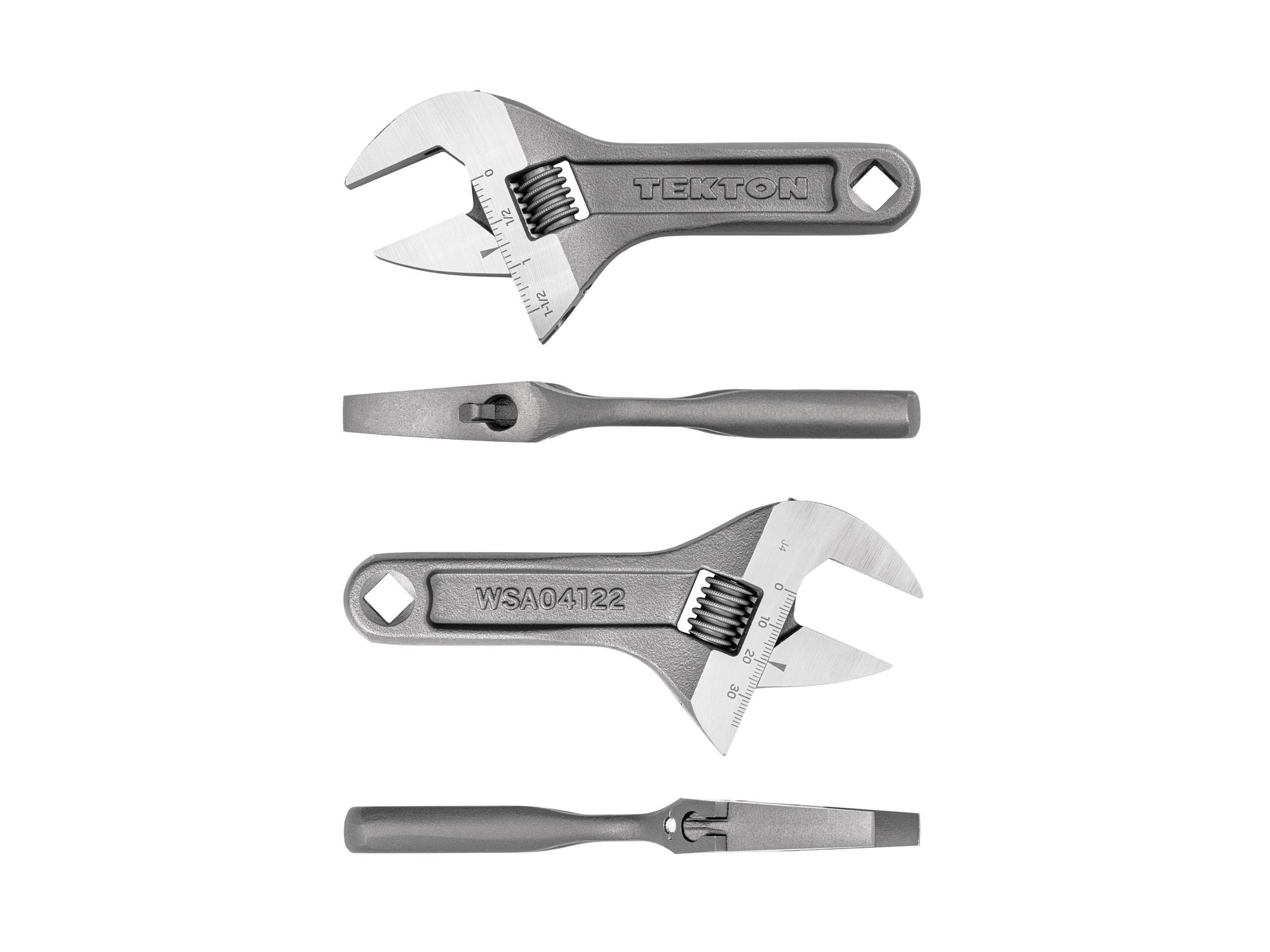 Side view of Tekton 6 inch adjustable wrench. Item #WSA04122