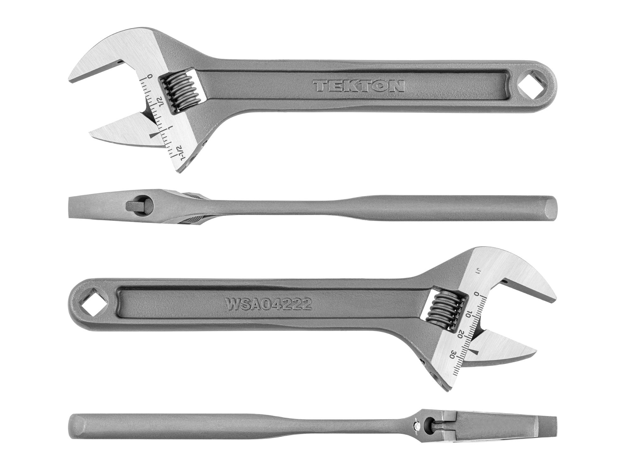 Side view of Tekton 9 inch adjustable wrench. Item #WSA04222