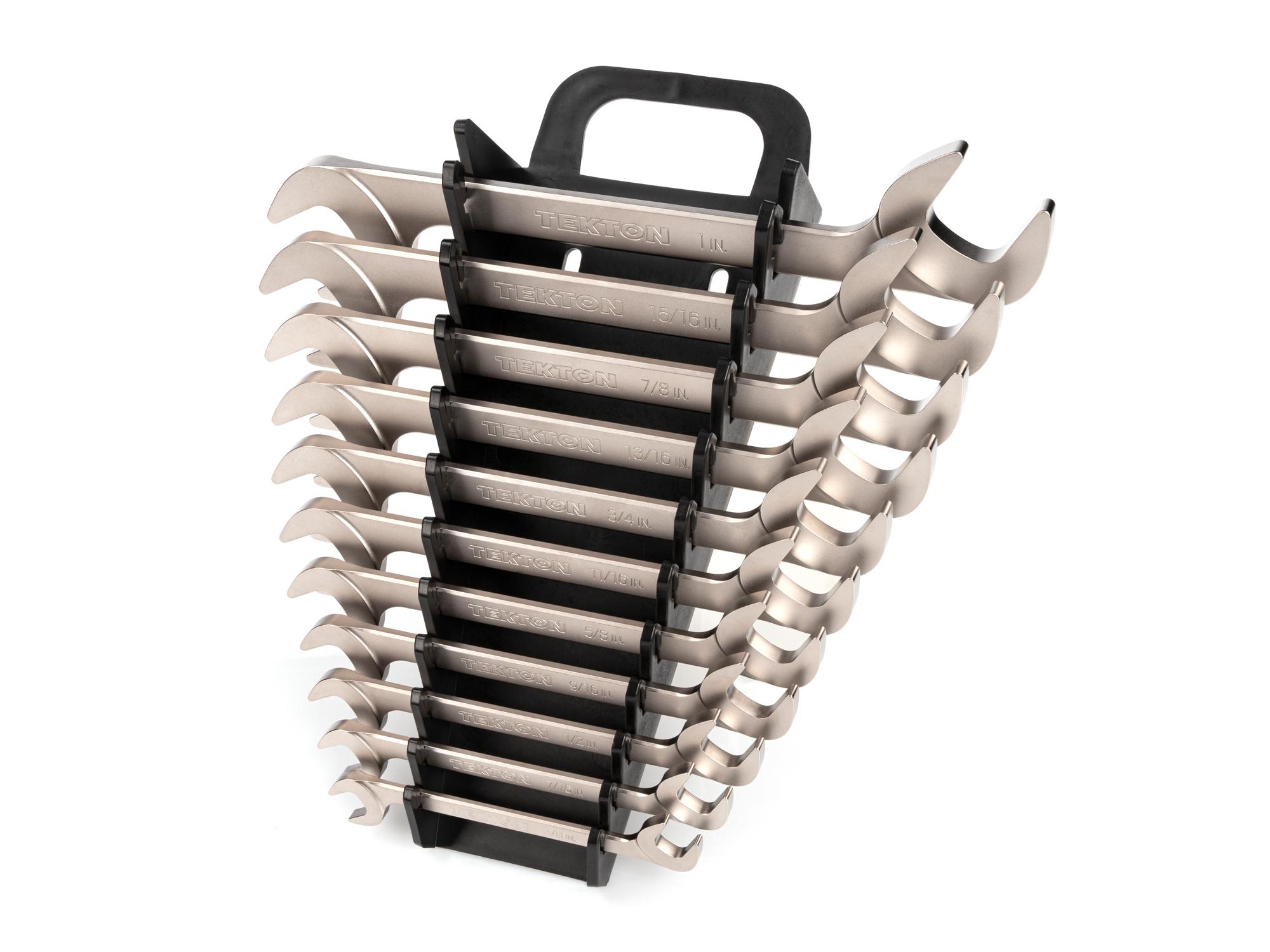 Front-right angle view of Tekton holder angle head wrench set. Item #WAE91204