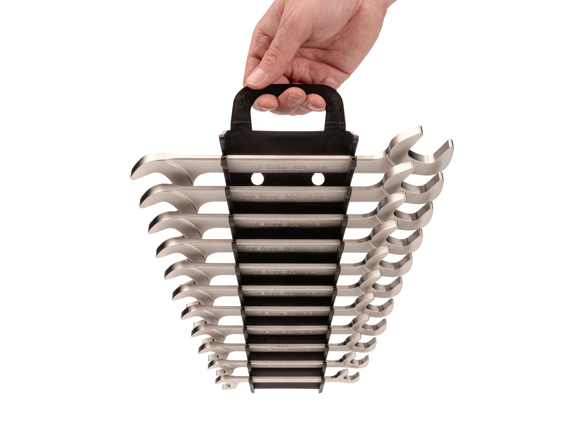 Person holding Tekton holder angle head wrench set. Item #WAE91204
