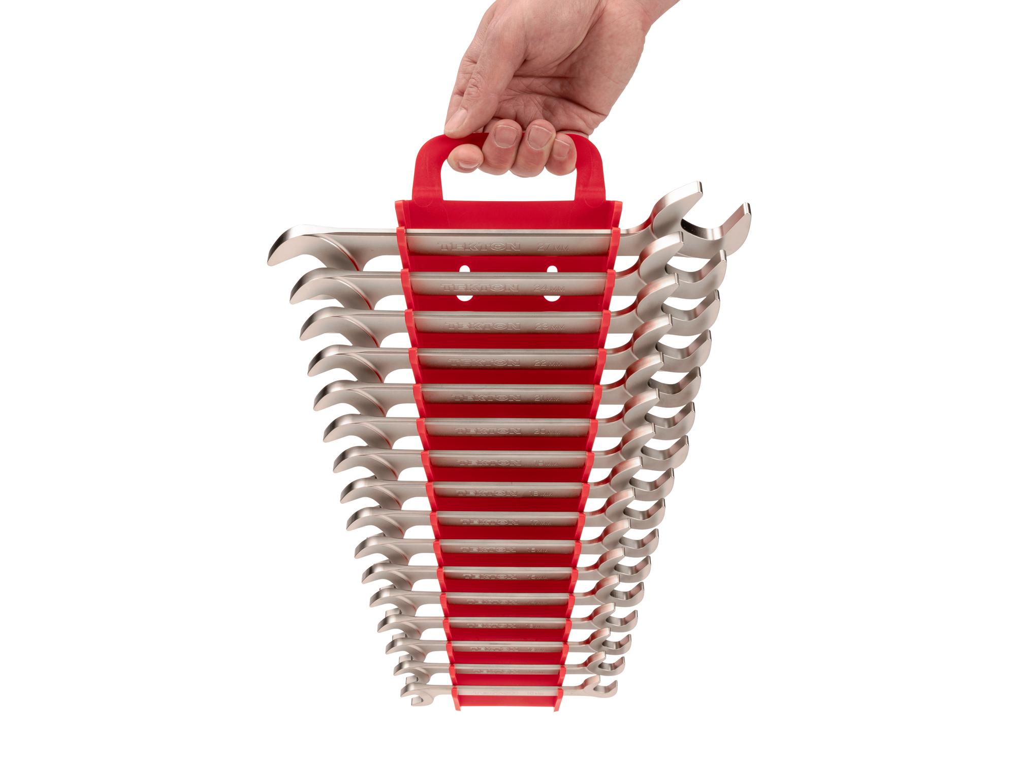 Person holding Tekton holder angle head wrench set. Item #WAE93202