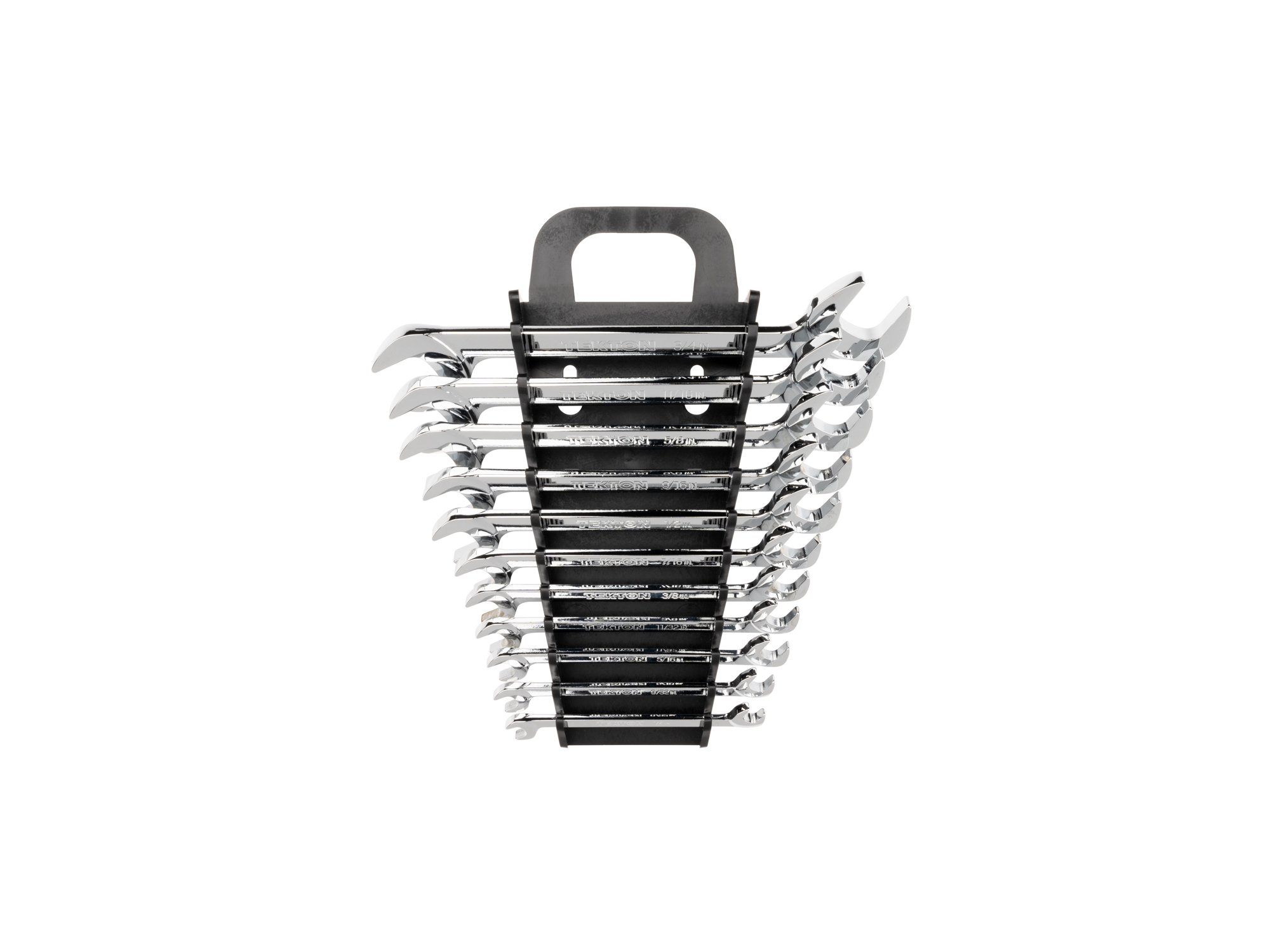 TEKTON Angle Head Open End Wrench Set with Holder, 11-Piece (1/4 - 3/4 in.) (Chrome Finish)