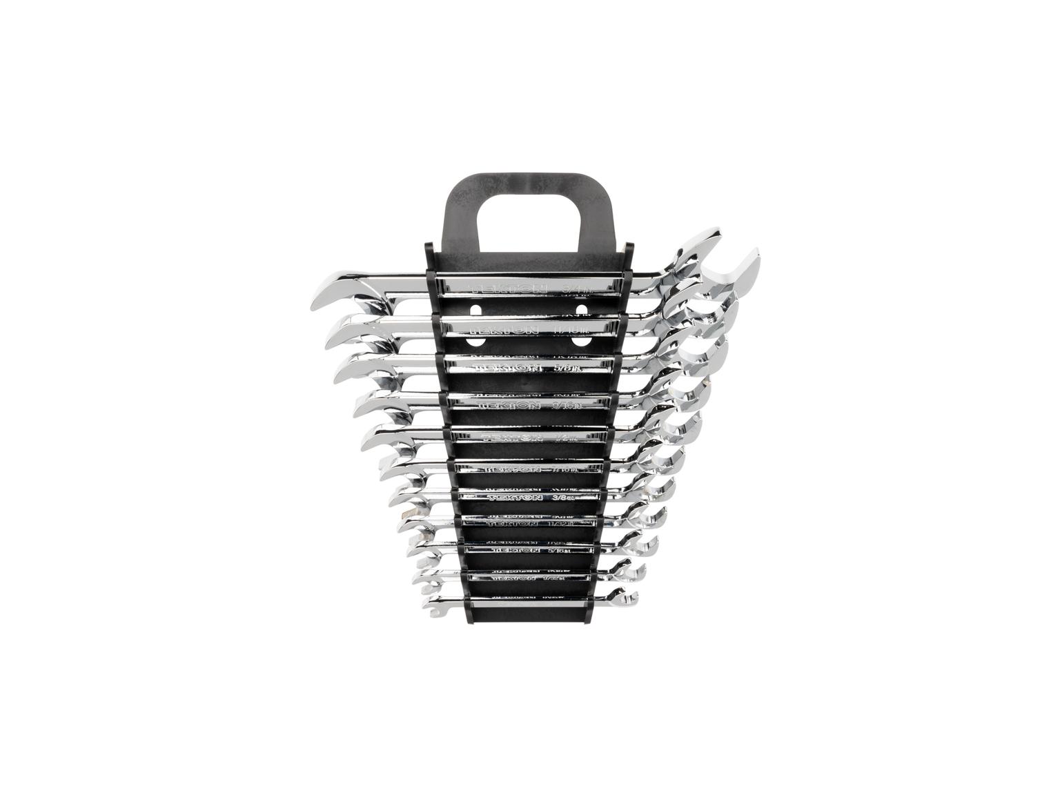 Angle Head Open End Wrench Set with Holder, 11-Piece (1/4 - 3/4 in.) (Chrome Finish)