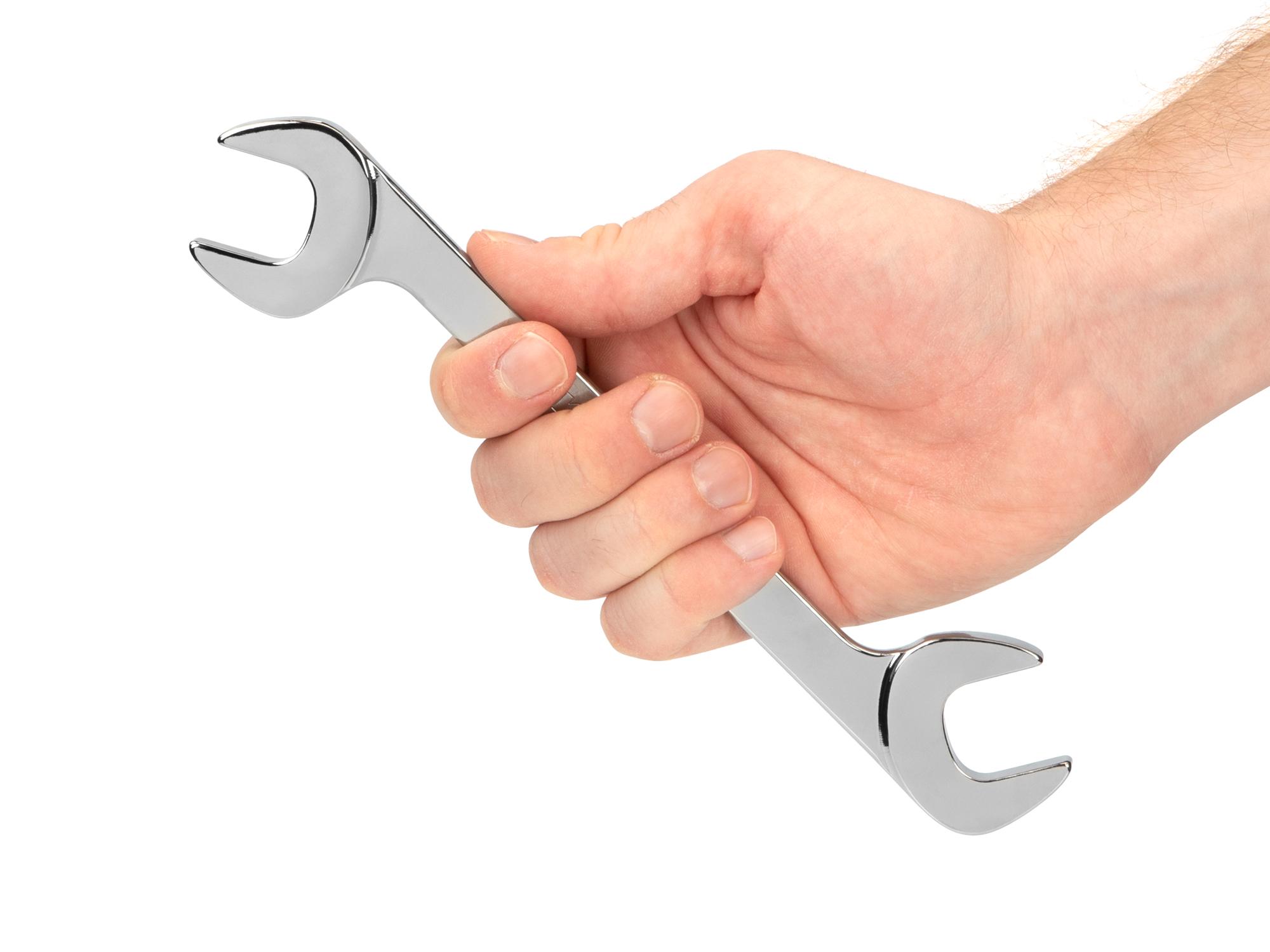 Person holding Tekton 13/16 inch angle head wrench. Item #WAE83021