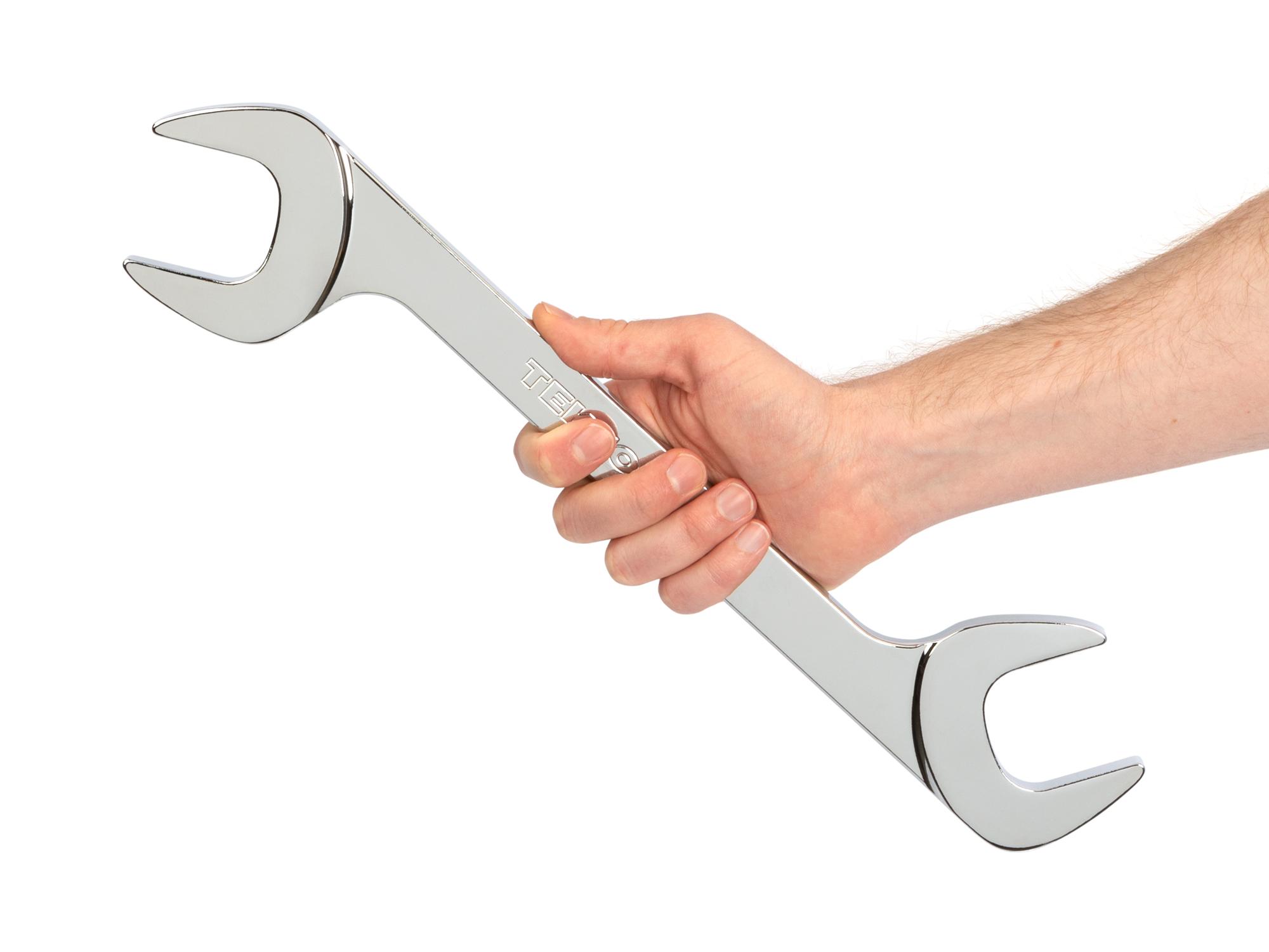 Person holding Tekton 1 11/16 inch angle head wrench. Item #WAE83043