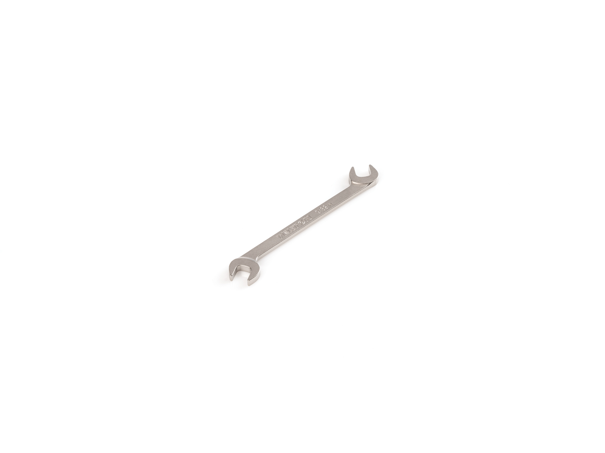 Size: 9/32 inch (SAE) angle head open end (four-way) wrench with 30º and 60º open ends and smooth, satin nickel finish. WAE83207.