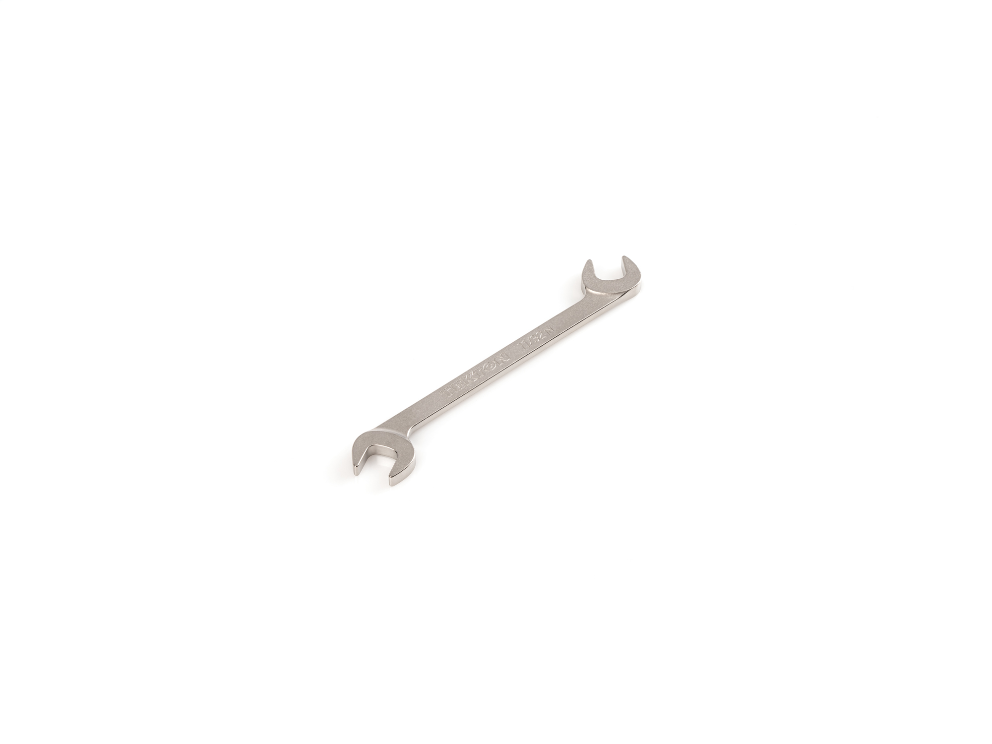 Size: 11/32 inch (SAE) angle head open end (four-way) wrench with 30º and 60º open ends and smooth, satin nickel finish. WAE83209.