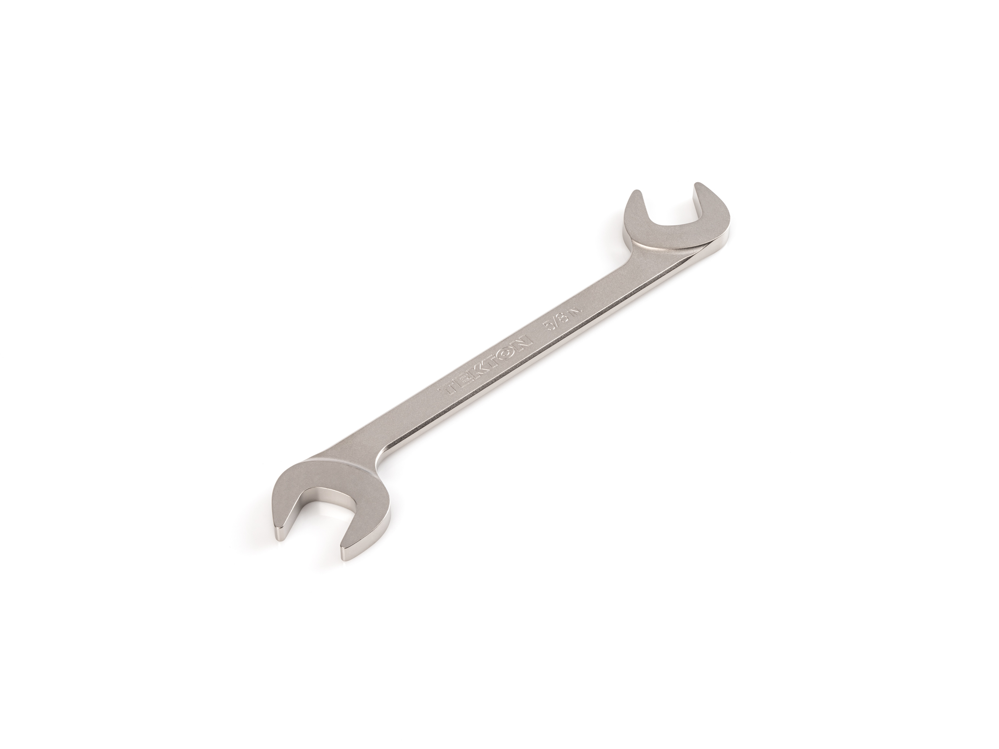 Size: 5/8 inch (SAE) angle head open end (four-way) wrench with 30º and 60º open ends and smooth, satin nickel finish. WAE83216.