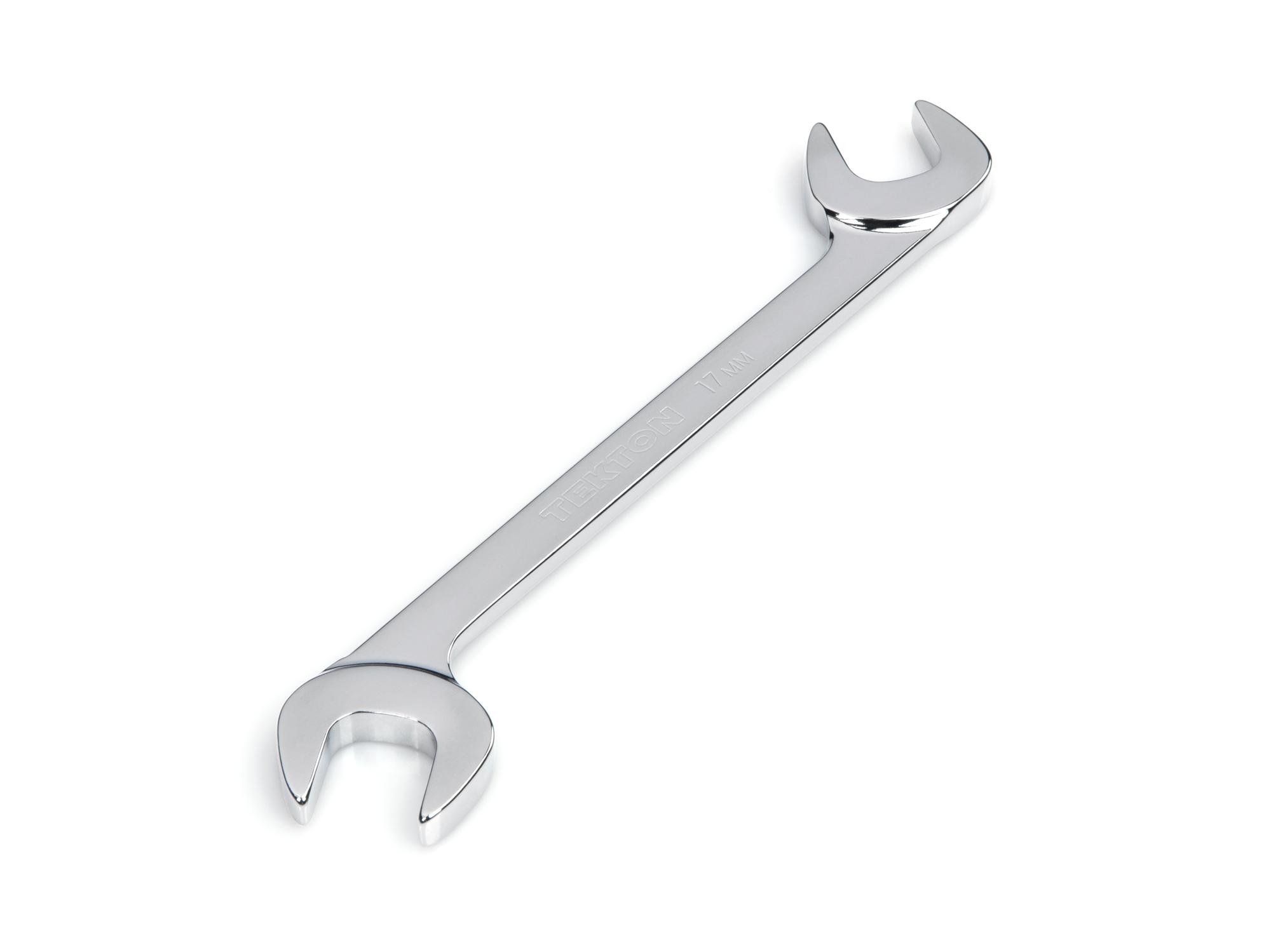 Front-right angle view of Tekton 17 millimeter angle head wrench. Item #WAE84017