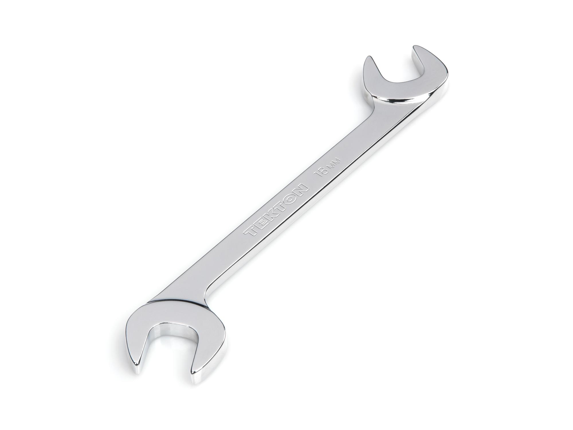 Front-right angle view of Tekton 18 millimeter angle head wrench set. Item #WAE84018