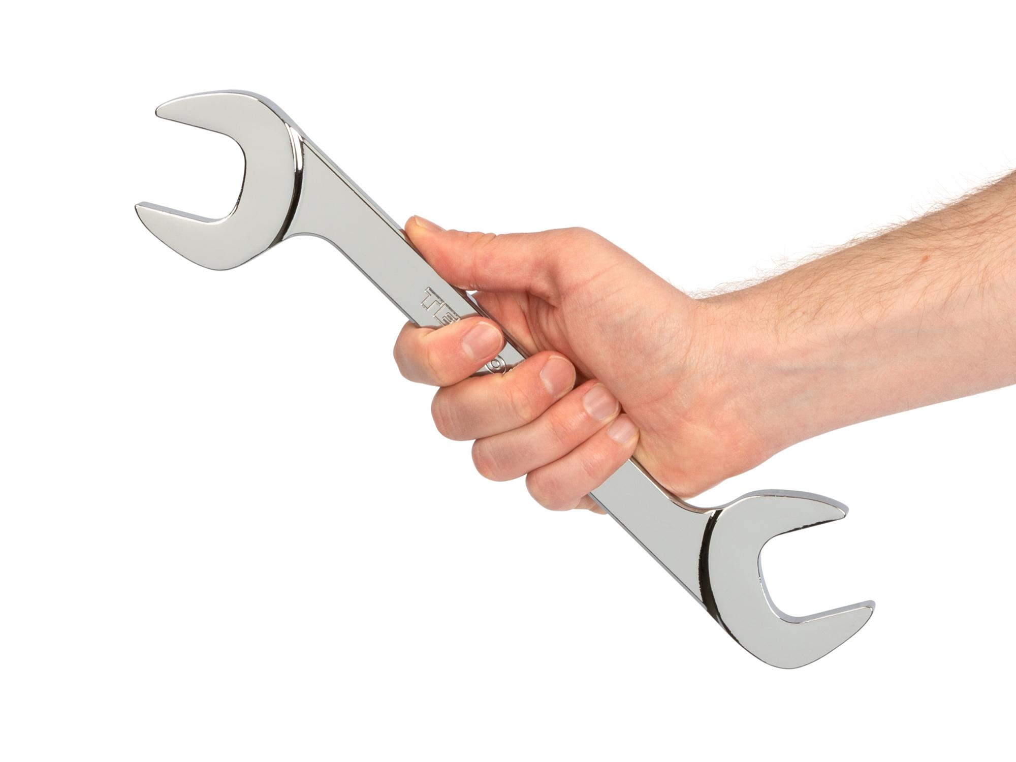 Person holding Tekton angle head wrench. Item #WAE84033