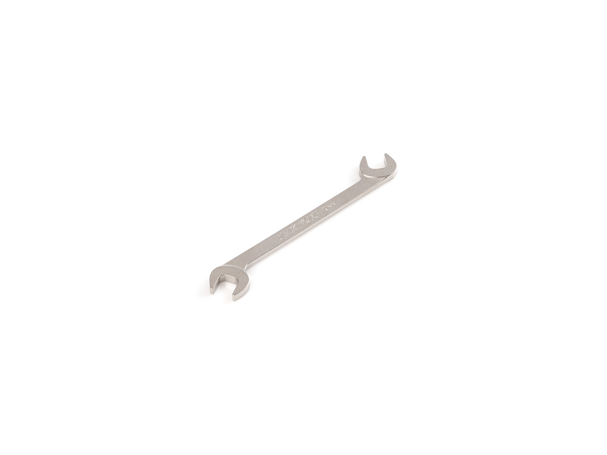 Size: 9 mm (metric) angle head open end (four-way) wrench with 30º and 60º open ends and smooth, satin nickel finish. WAE84209.