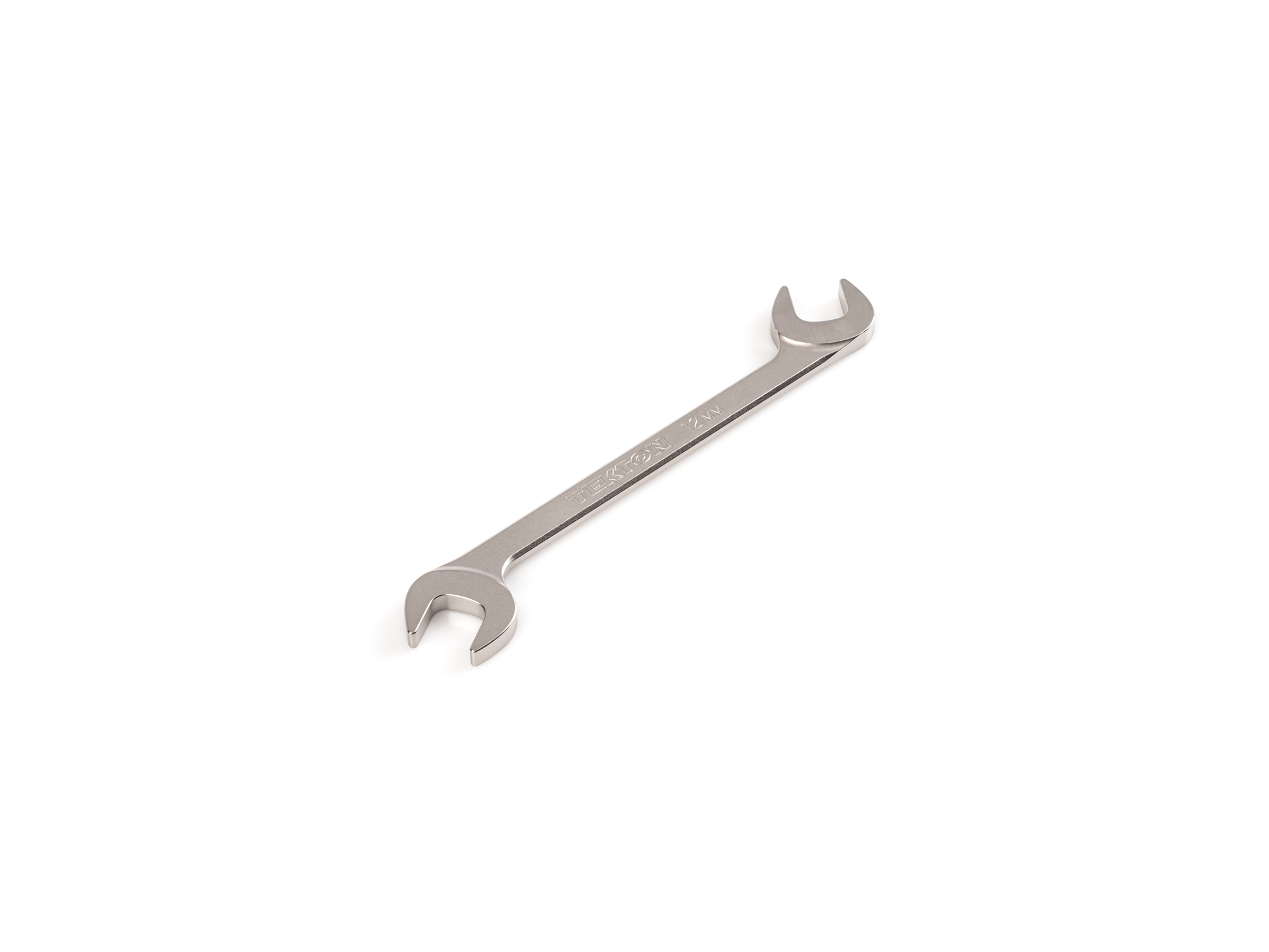 Size: 12 mm (metric) angle head open end (four-way) wrench with 30º and 60º open ends and smooth, satin nickel finish. WAE84212.