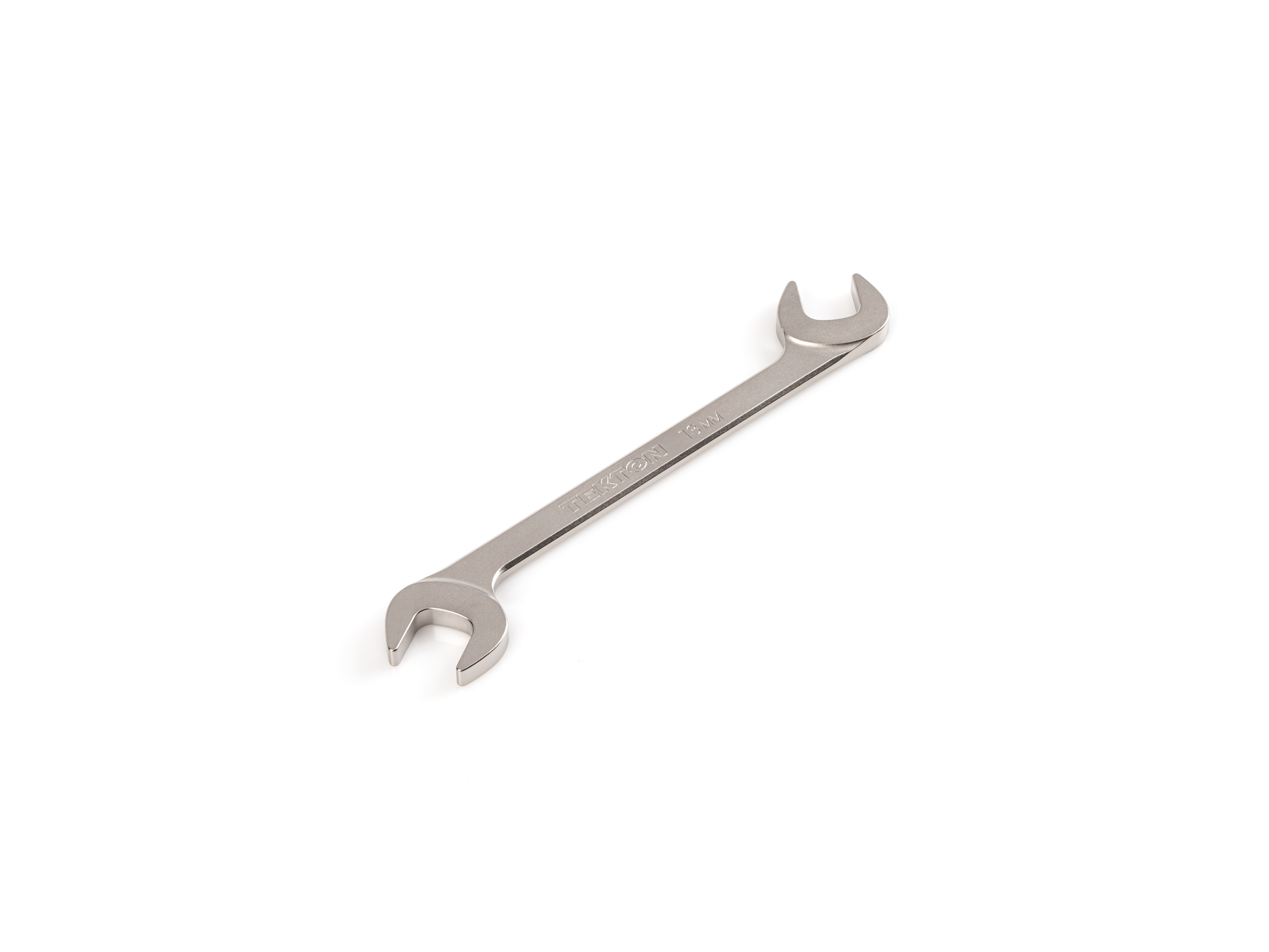 Size: 13 mm (metric) angle head open end (four-way) wrench with 30º and 60º open ends and smooth, satin nickel finish. WAE84213.