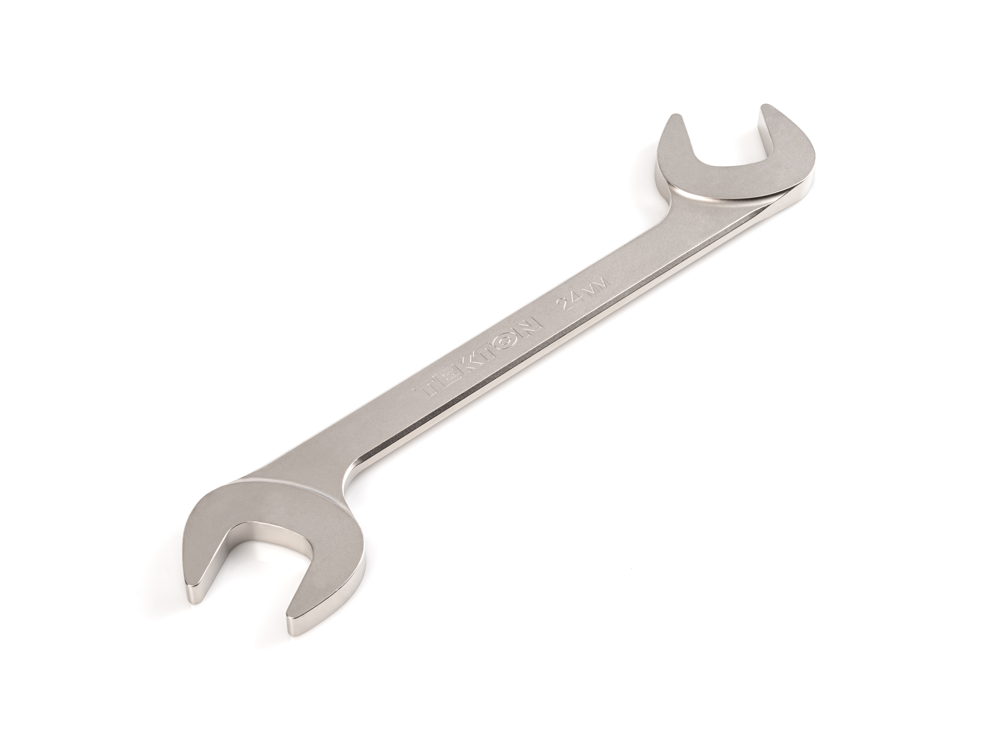 Size: 24 mm (metric) angle head open end (four-way) wrench with 30º and 60º open ends and smooth, satin nickel finish. WAE84224.