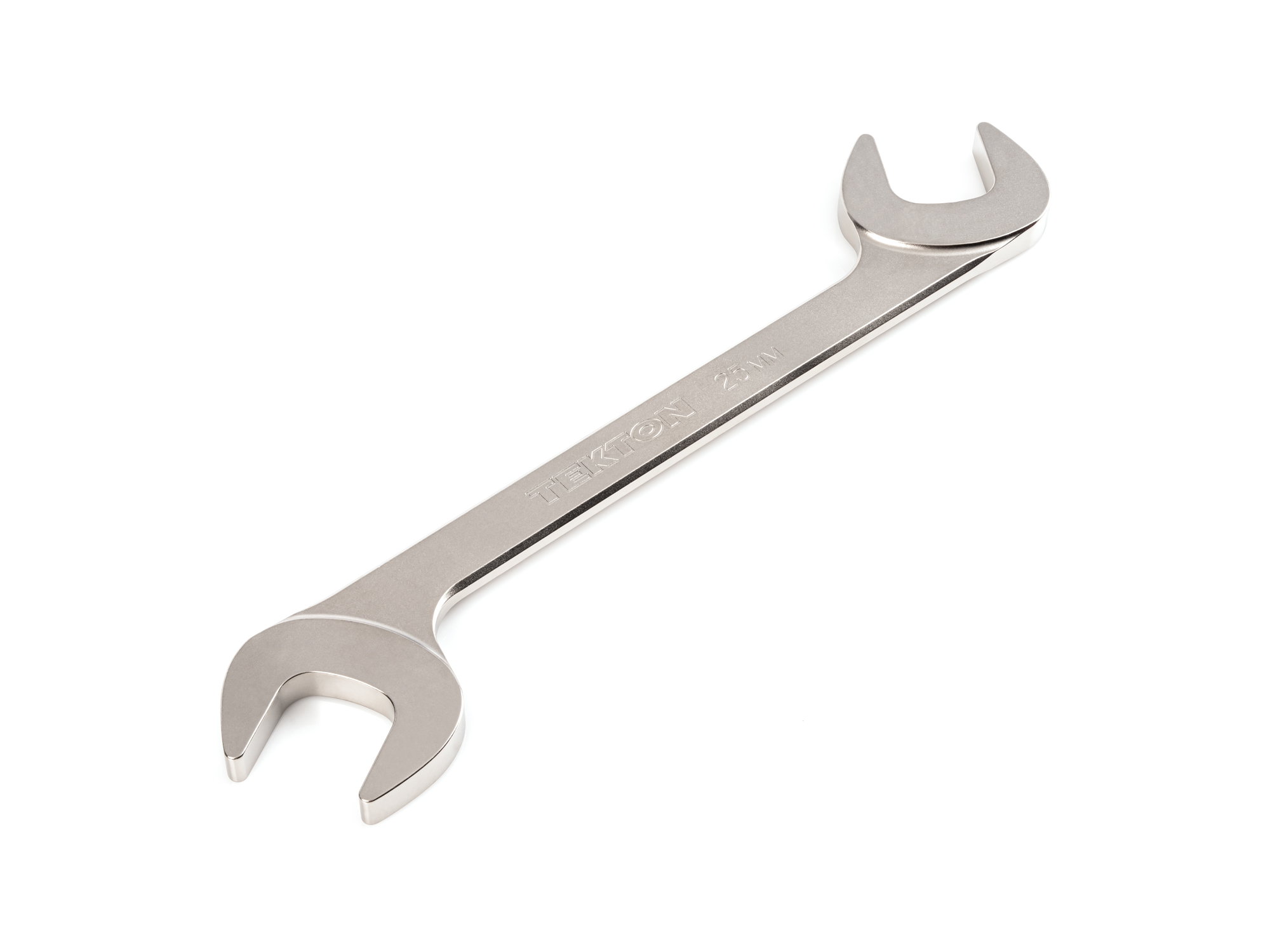 Size: 25 mm (metric) angle head open end (four-way) wrench with 30º and 60º open ends and smooth, satin nickel finish. WAE84225.