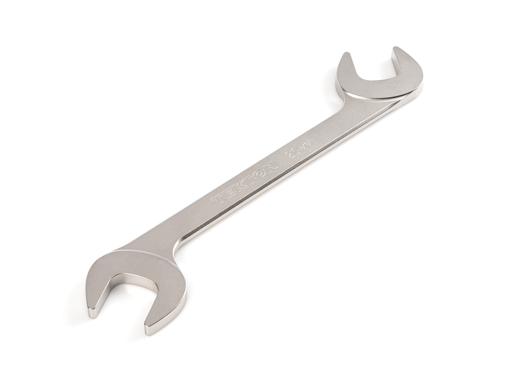 Size: 26 mm (metric) angle head open end (four-way) wrench with 30º and 60º open ends and smooth, satin nickel finish. WAE84226.