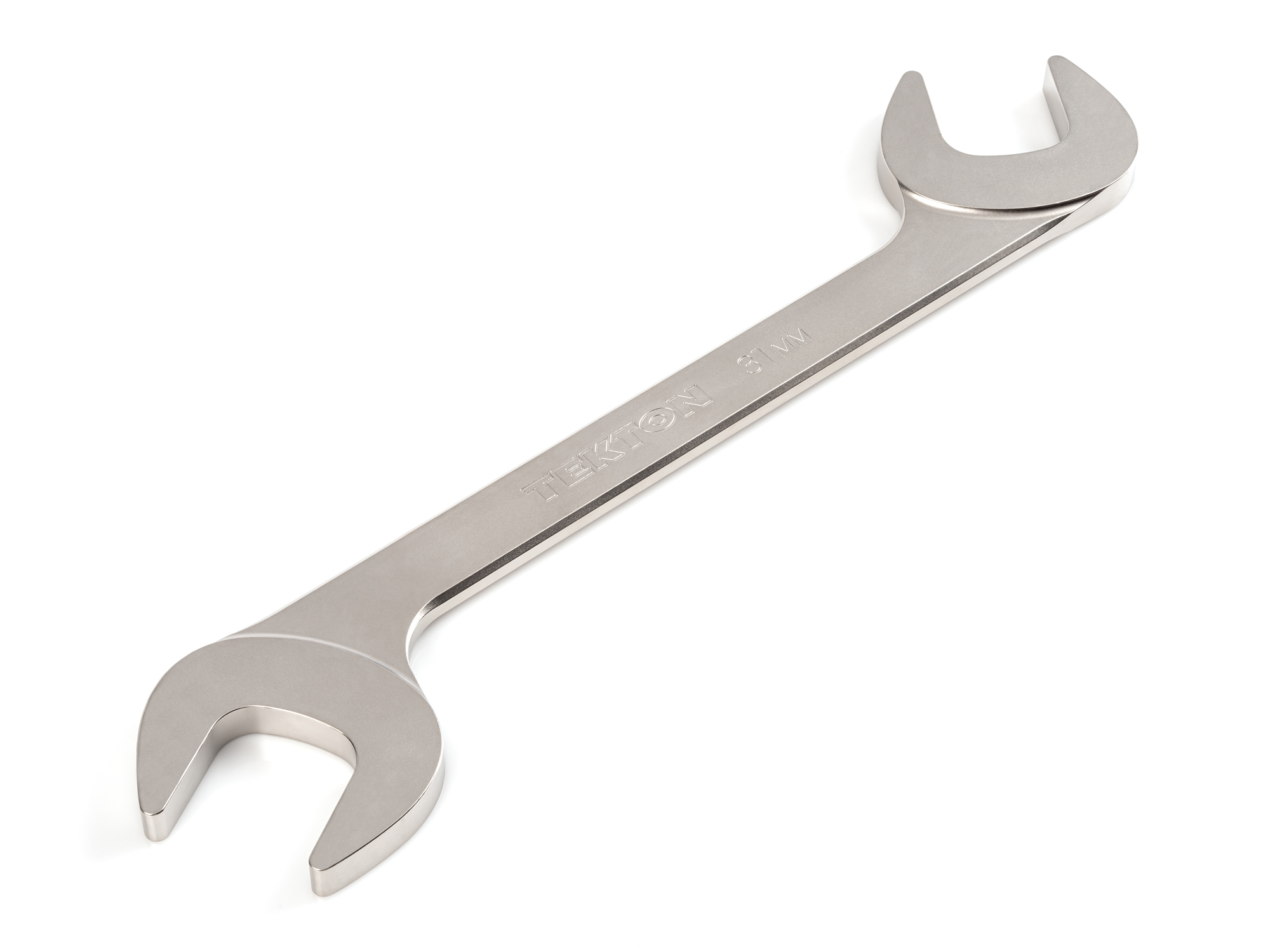 Size: 31 mm (metric) angle head open end (four-way) wrench with 30º and 60º open ends and smooth, satin nickel finish. WAE84231.