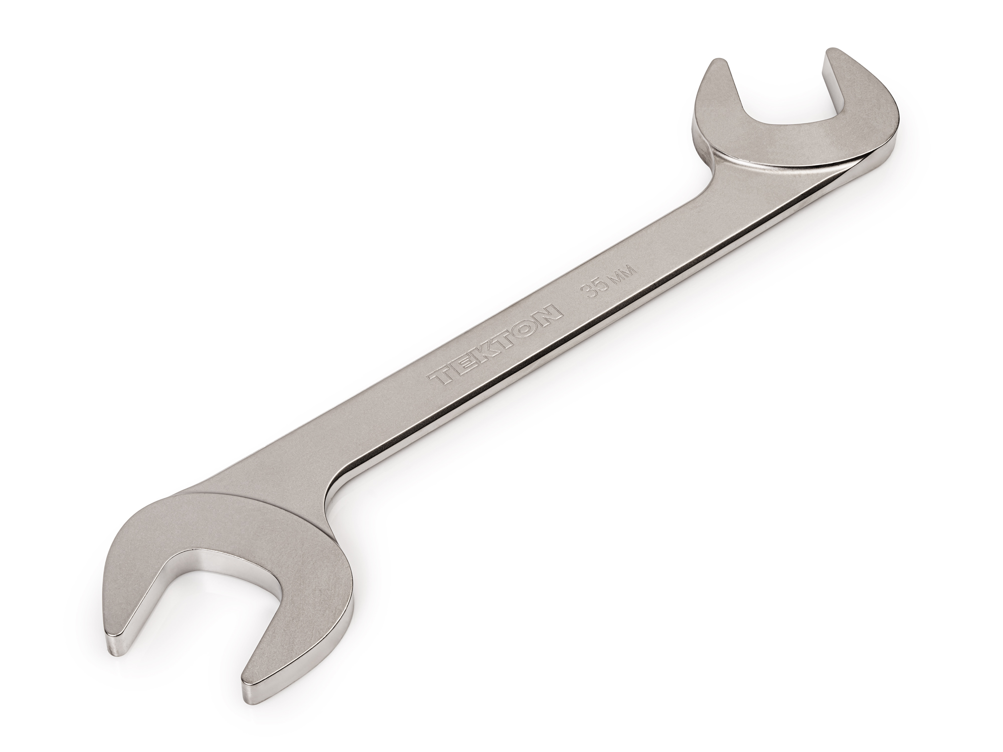 Size: 35 mm (metric) angle head open end (four-way) wrench with 30º and 60º open ends and smooth, satin nickel finish. WAE84235.