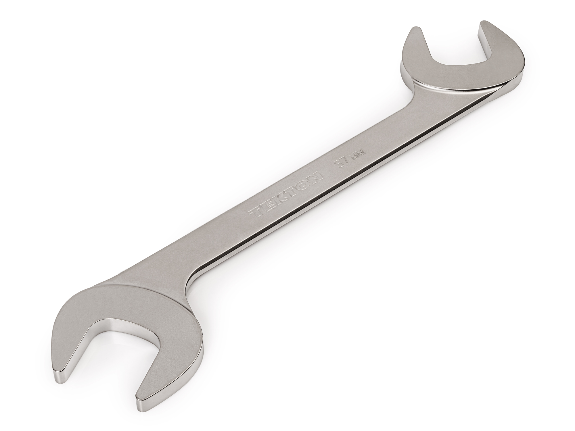 Size: 37 mm (metric) angle head open end (four-way) wrench with 30º and 60º open ends and smooth, satin nickel finish. WAE84237.