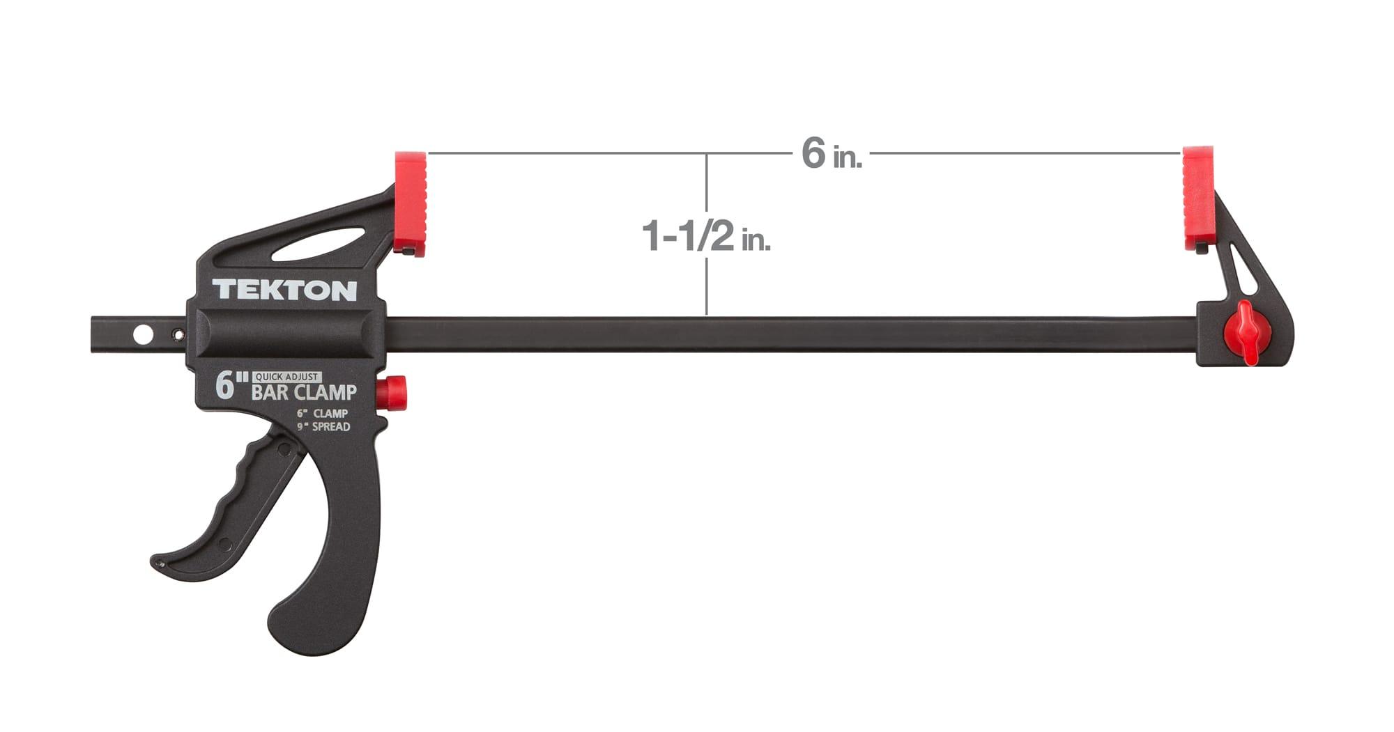 Dimensions for Tekton bar clamp. Item #39180