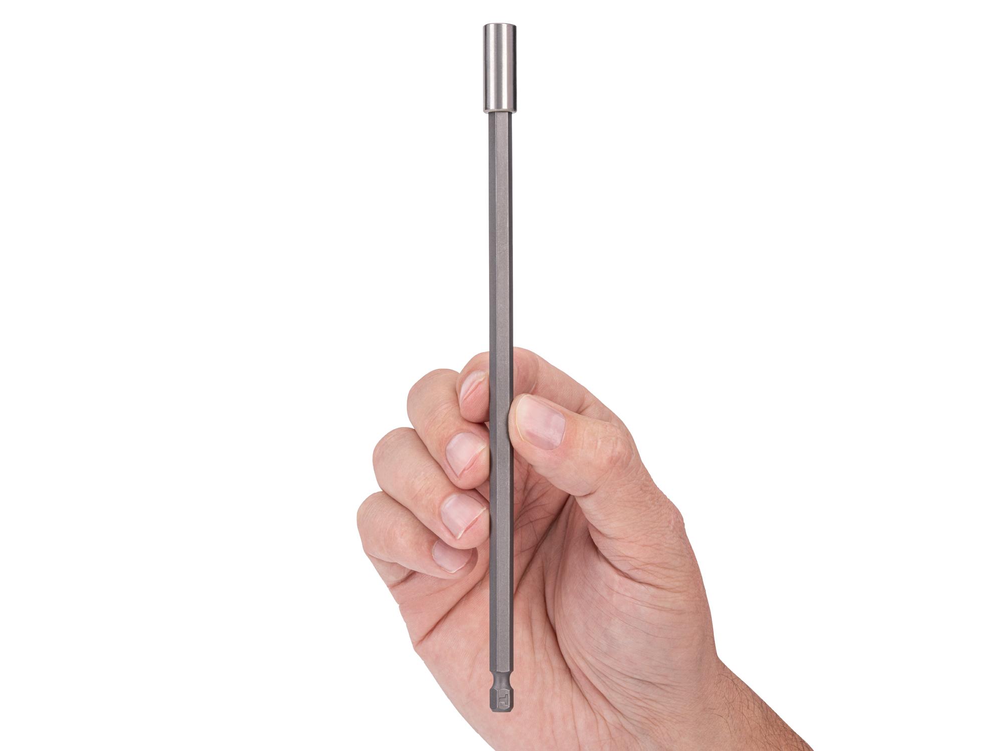 Person holding Tekton 8 inch bit. Item #DZA42020