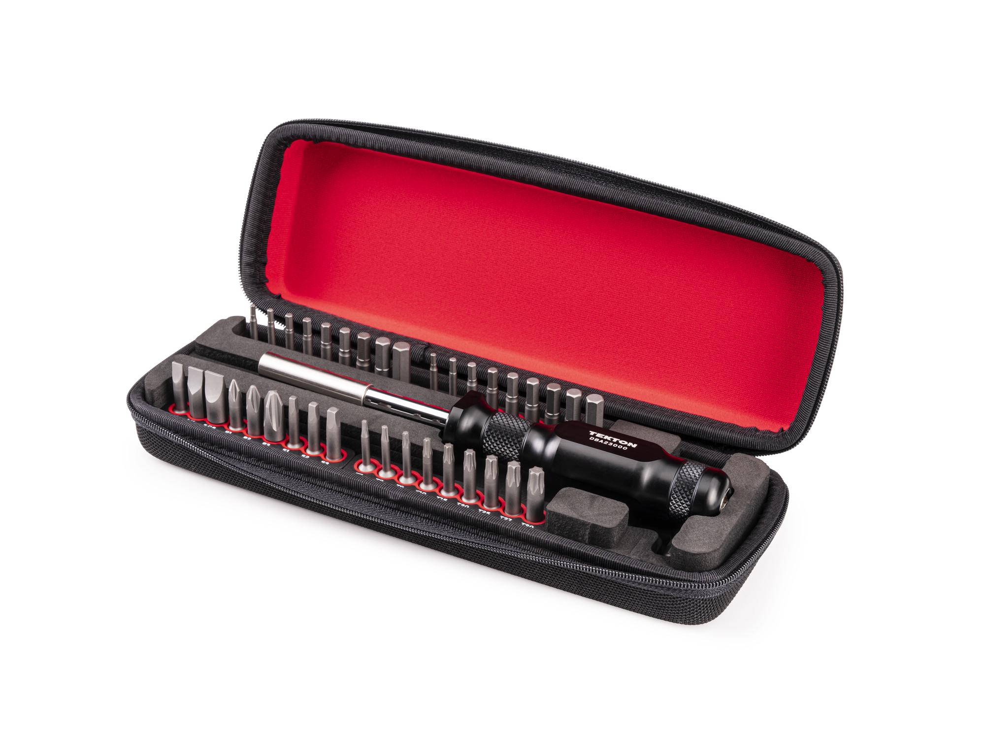 Front-right angle view of Tekton case bit set. Item #DBA93101