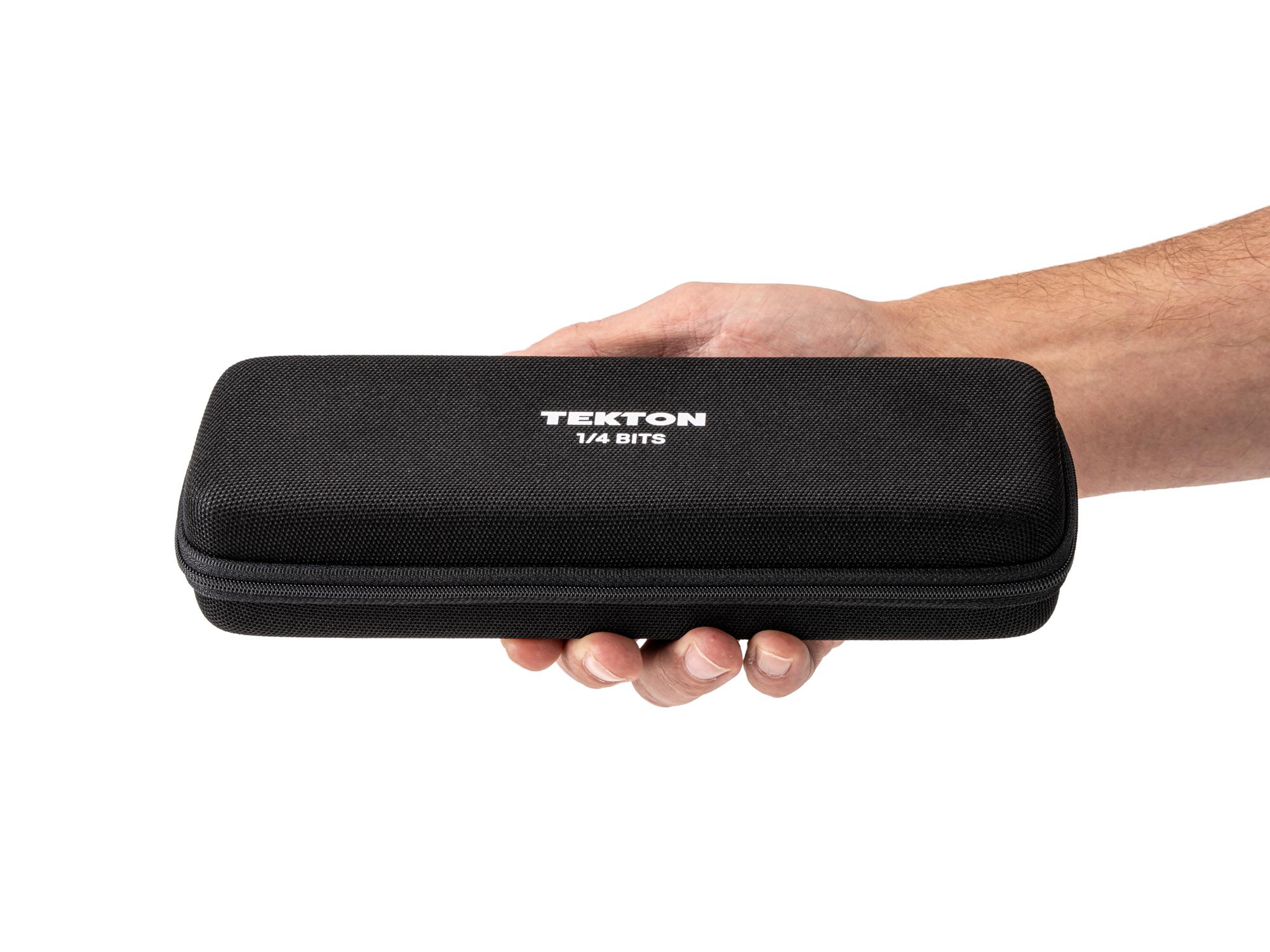 Person holding Tekton case bit set. Item #DBW93100