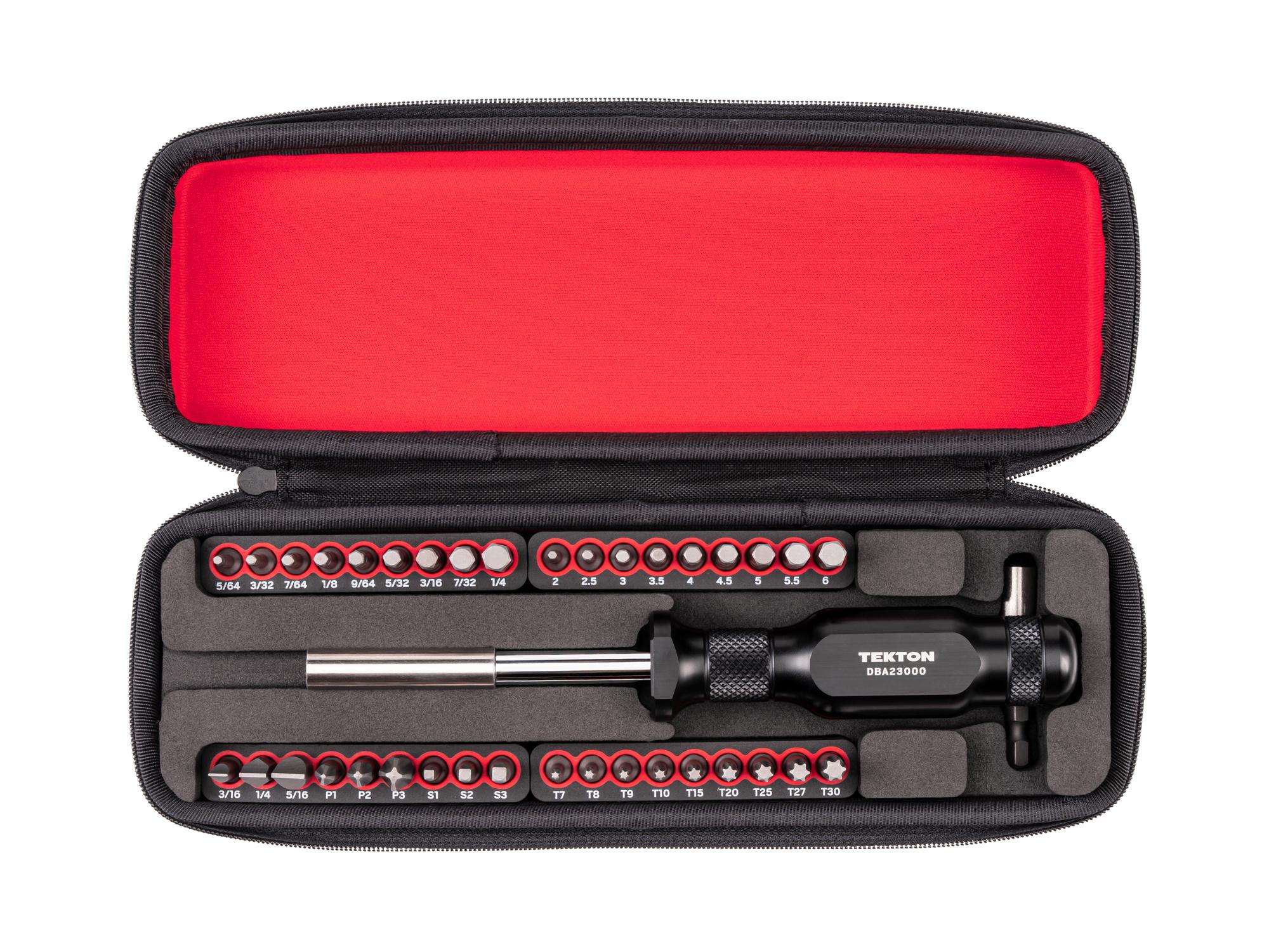 TEKTON 1/4 Inch Aluminum Handle Bit Driver and Insert Bit Set with Case (38-Piece)