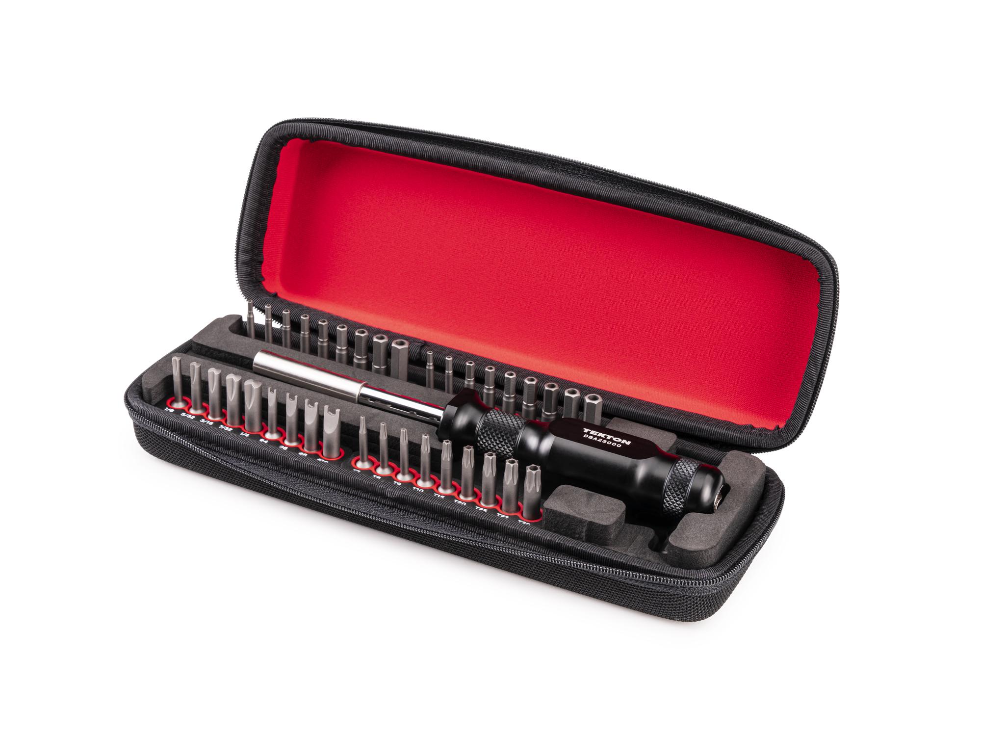 Front-right angle view of Tekton case bit set. Item #DBA93102