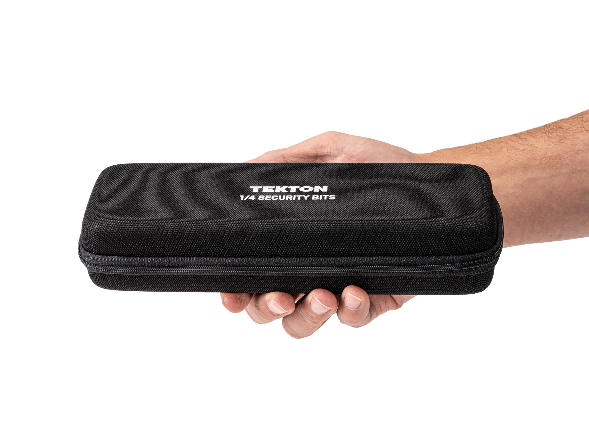 Person holding Tekton case bit set. Item #DBW93101